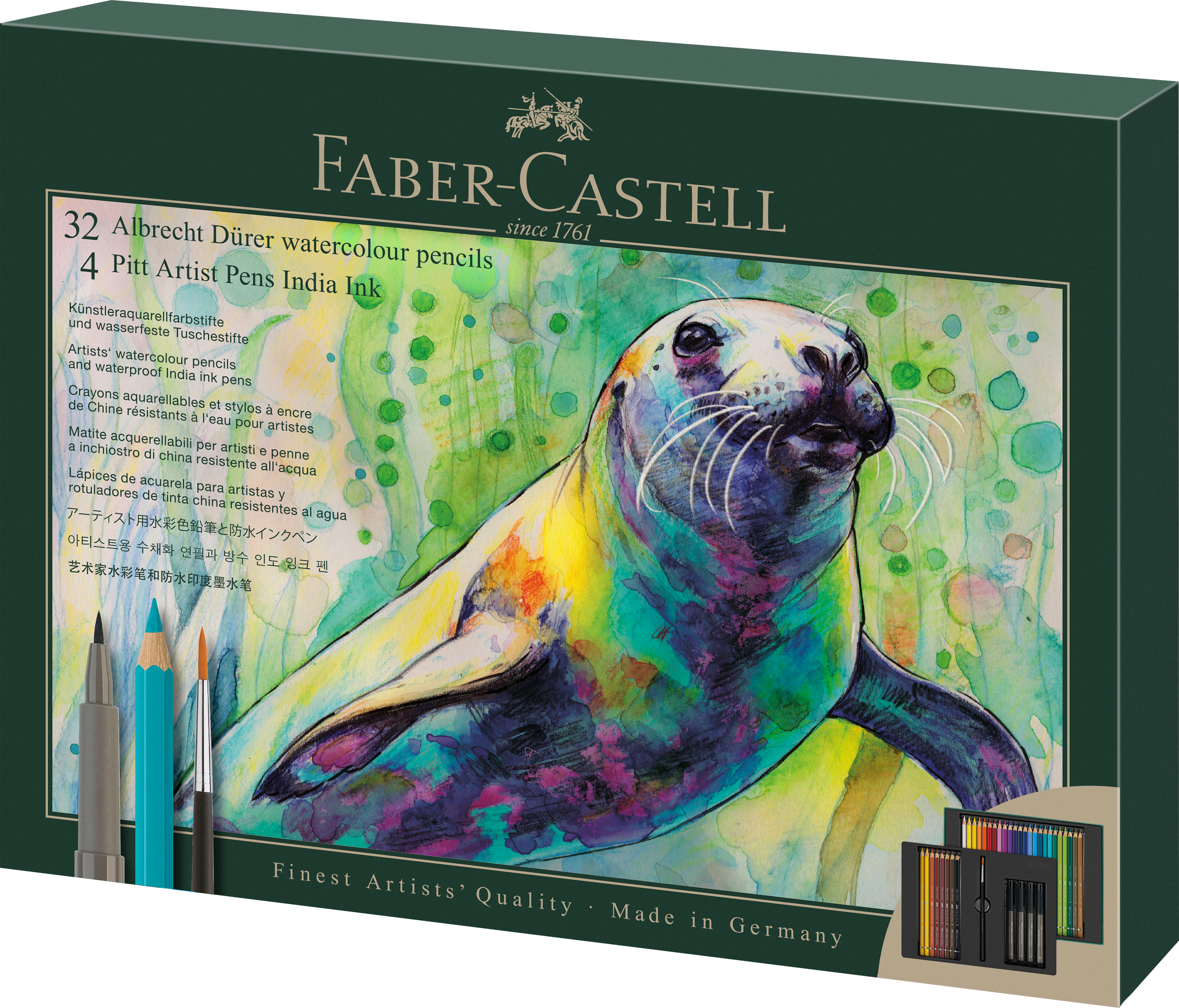 photo FABER-CASTELL Set Crayon & Pitt Artist Pen 217553 boîte en métal 37 pièces