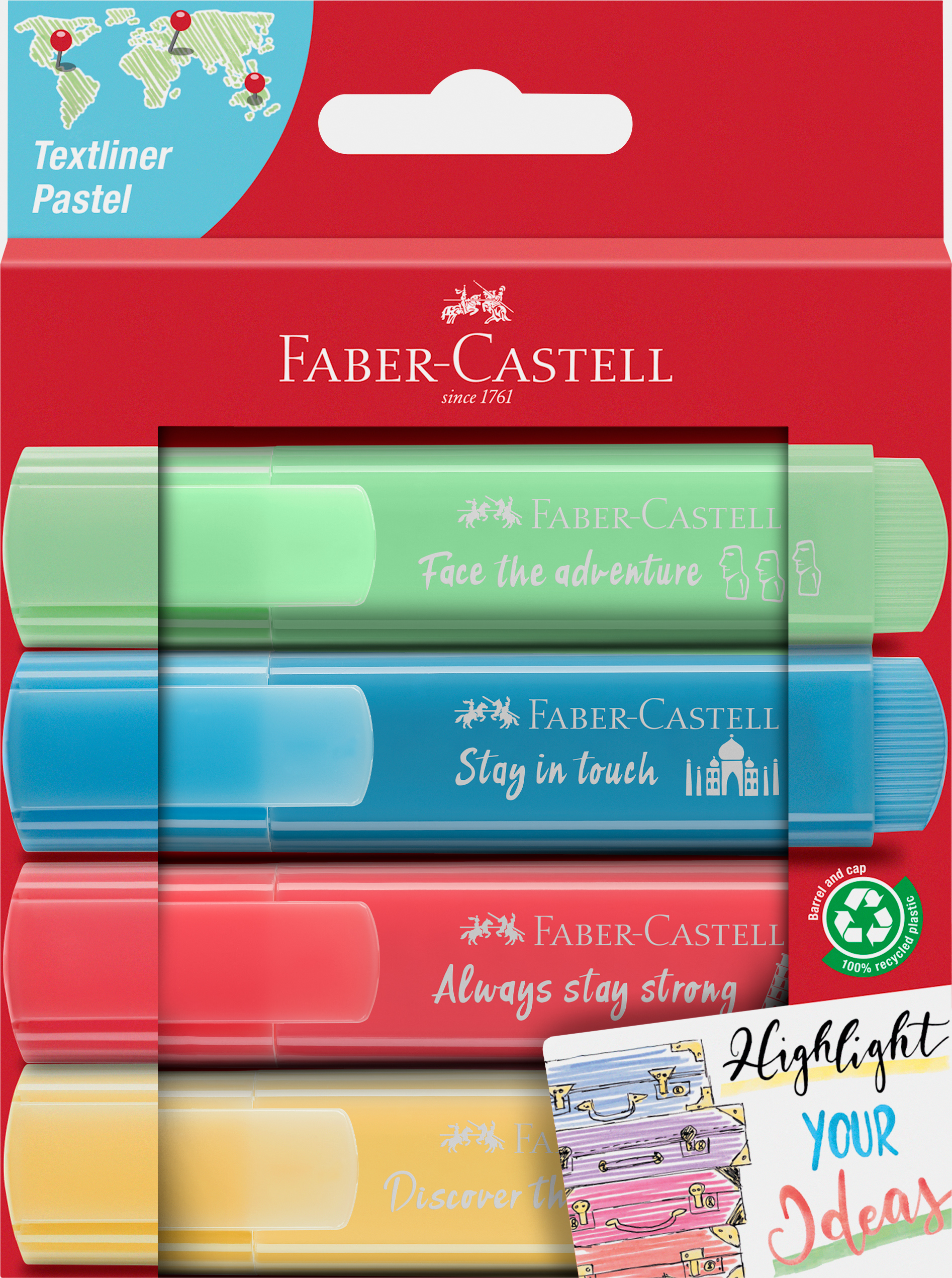 FABER-CASTELL Textmarker 46 Pastell 1.2-5mm 254625 multicolor 4 pcs.