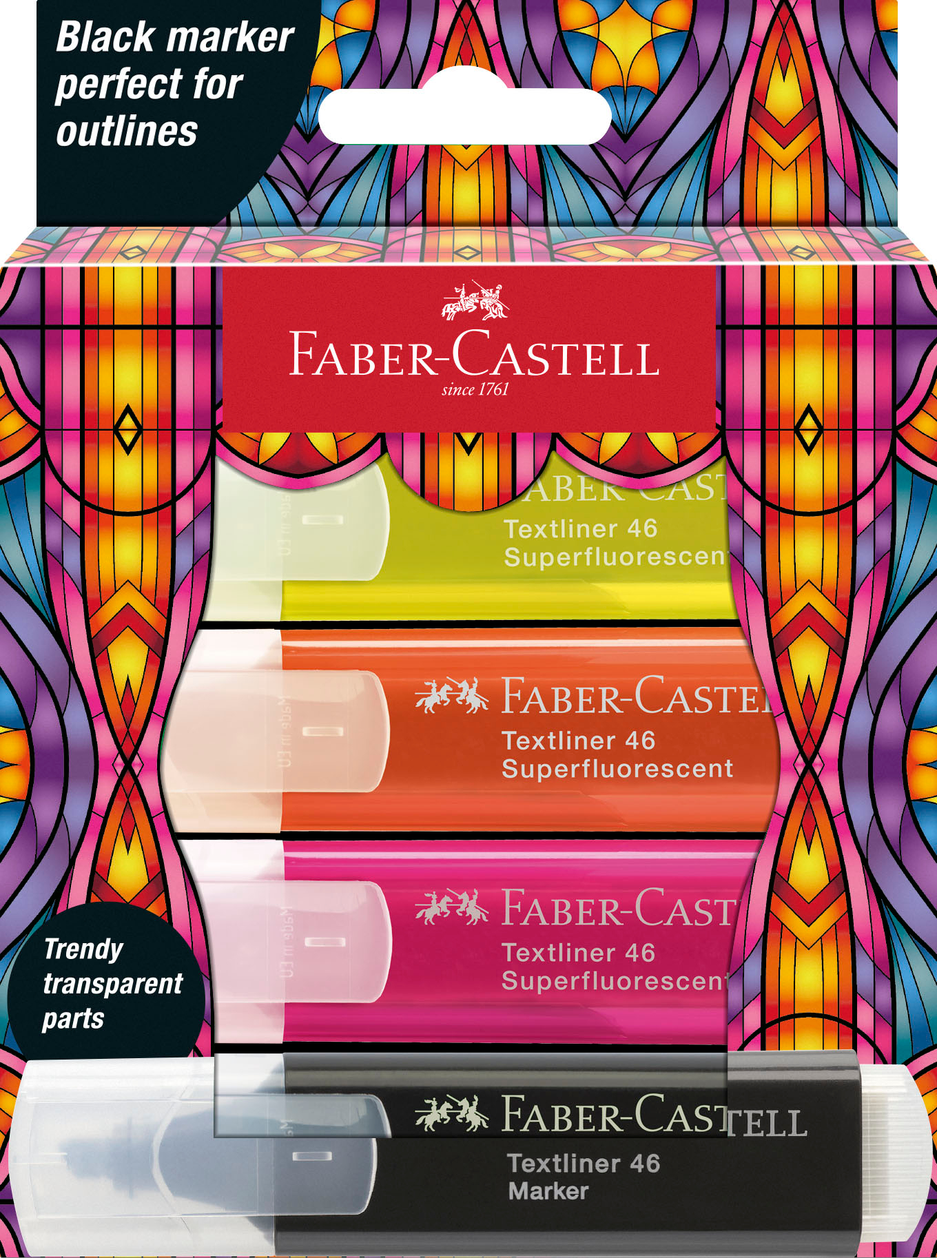 photo FABER-CASTELL Surligneur TL 46 Glassy 254693 Superfluor 4 pièces