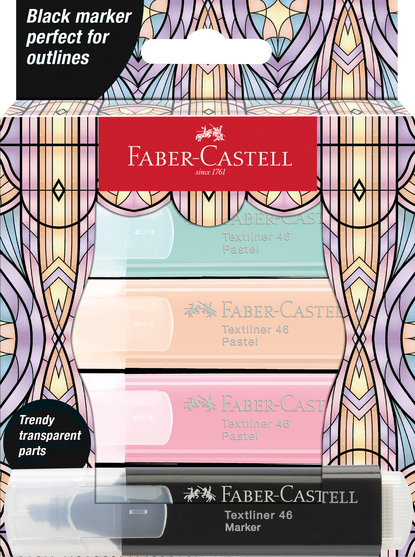 photo FABER-CASTELL Surligneur TL 46 Glassy 254694 pastel 4 pièces