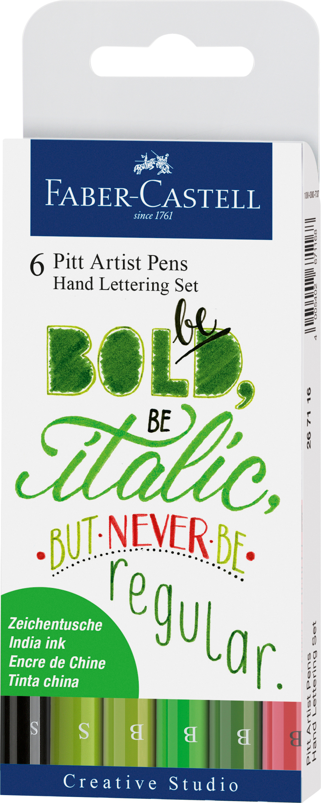 FABER-CASTELL Pitt Art Pen Handlettering 267117 vert 6 pcs.