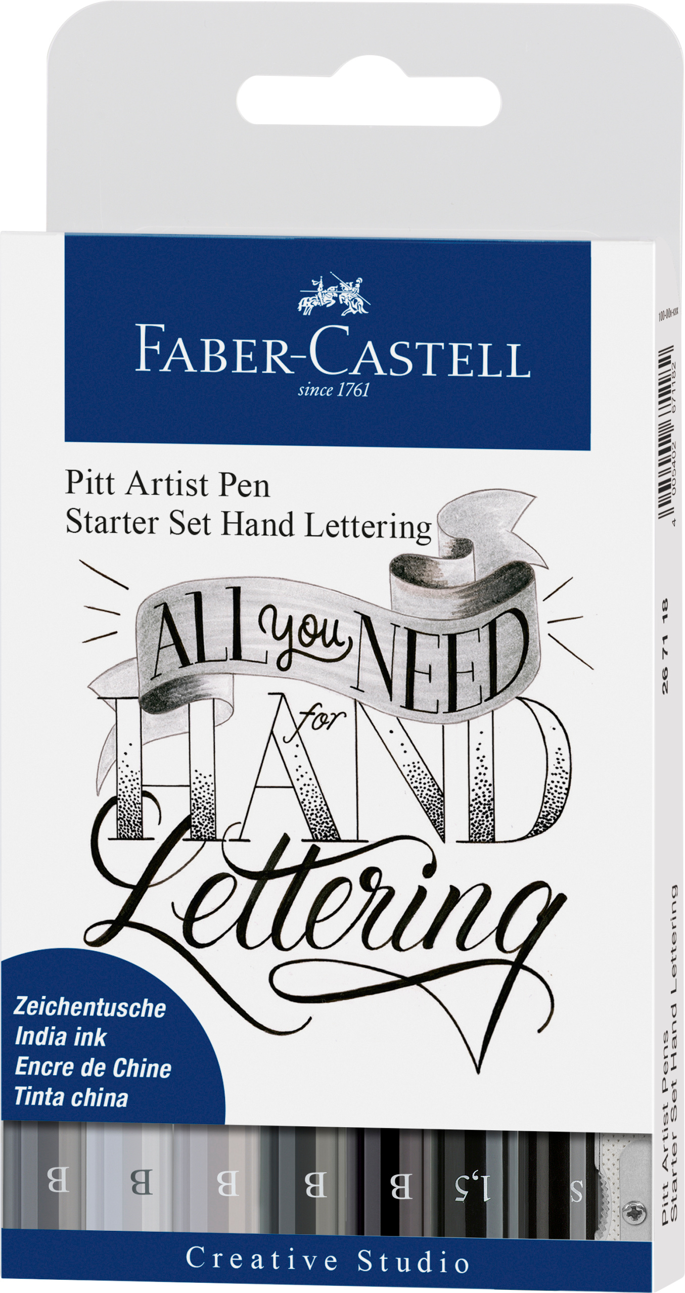 FABER-CASTELL Pitt Art Pen Handlettering 267118 noir 8 pcs.