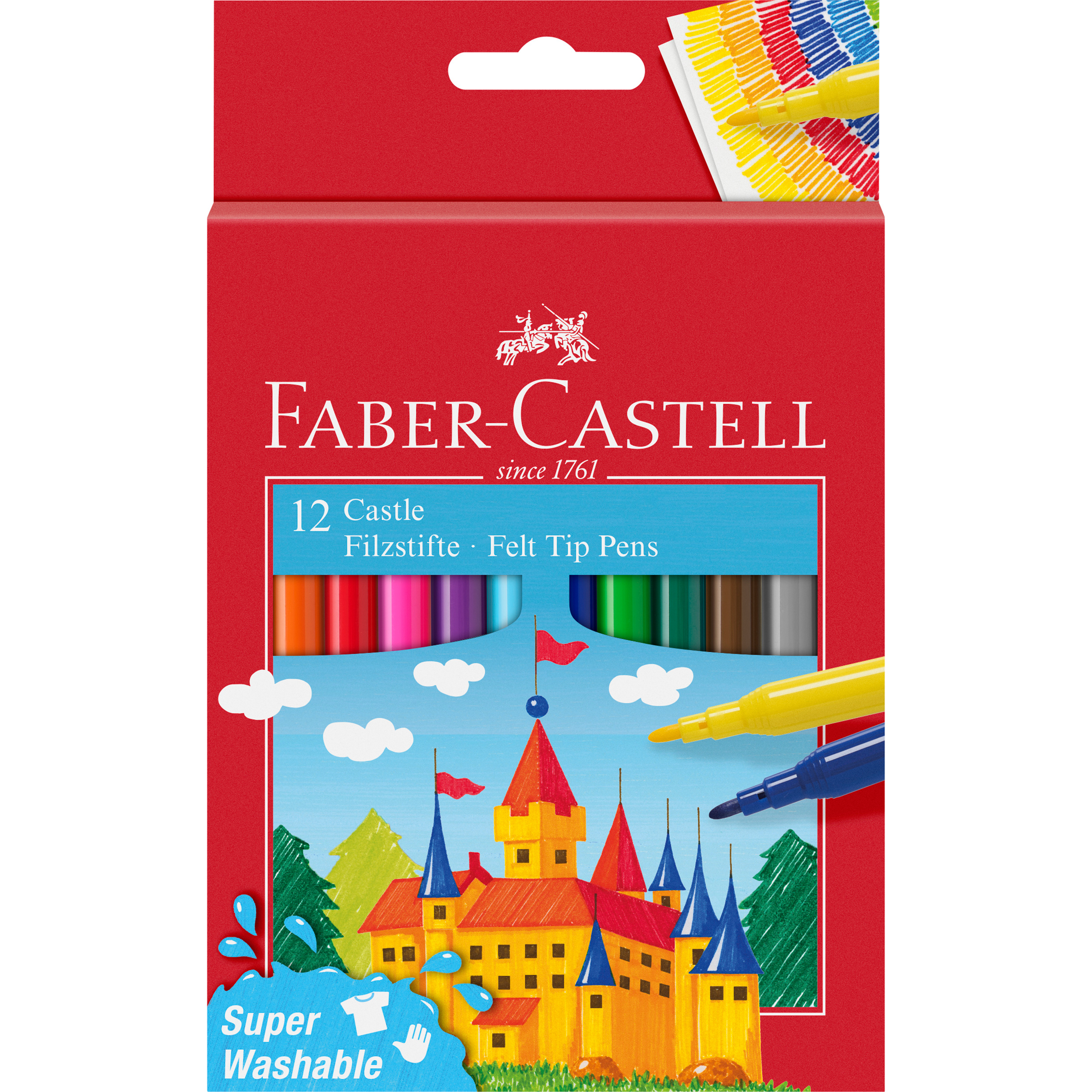 FABER-CASTELL Stylos fibre Castle 554201 12 couleurs