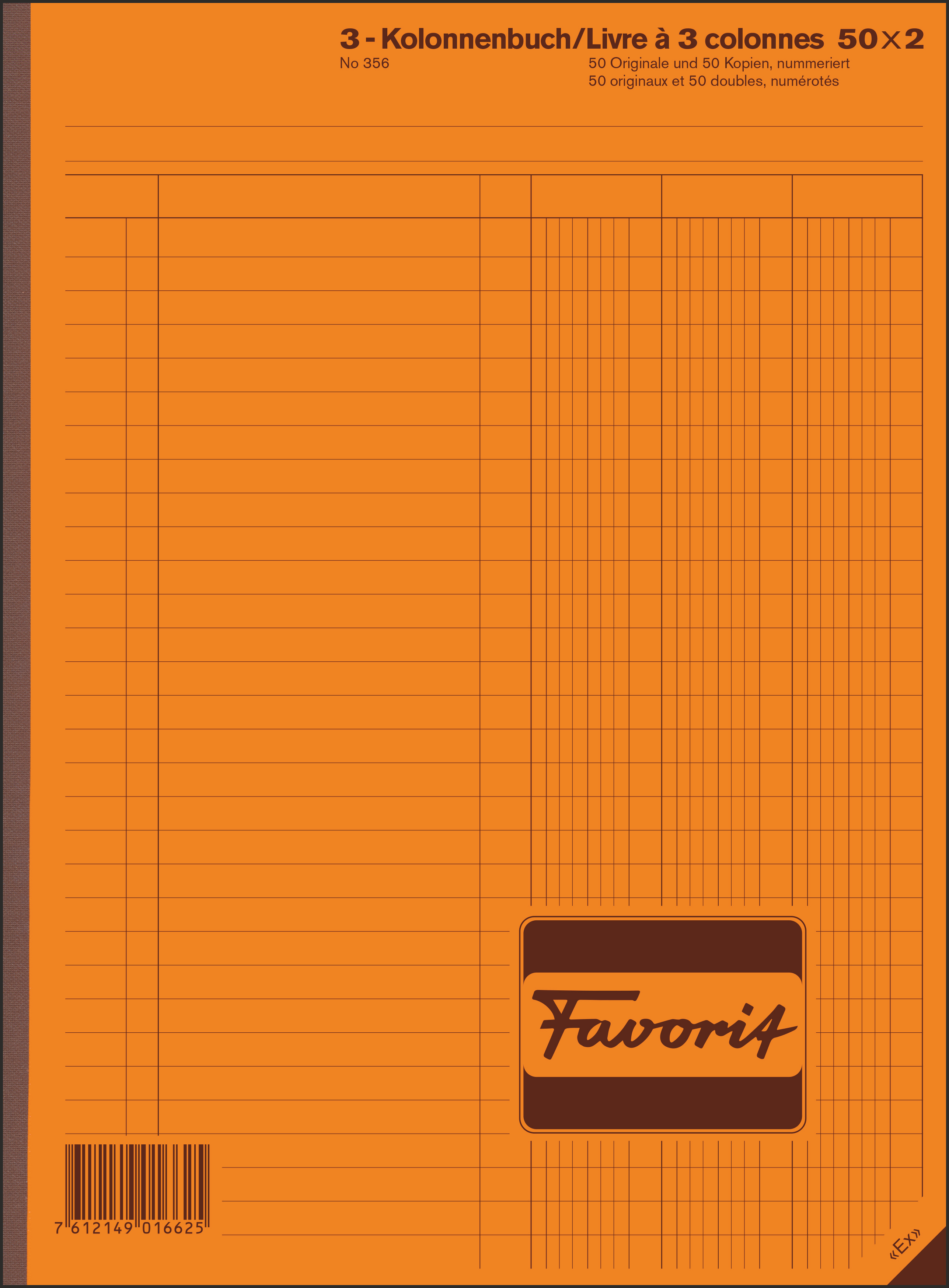 FAVORIT 3-Kolonnenbuch A4 50x2 mit Indigo<br>