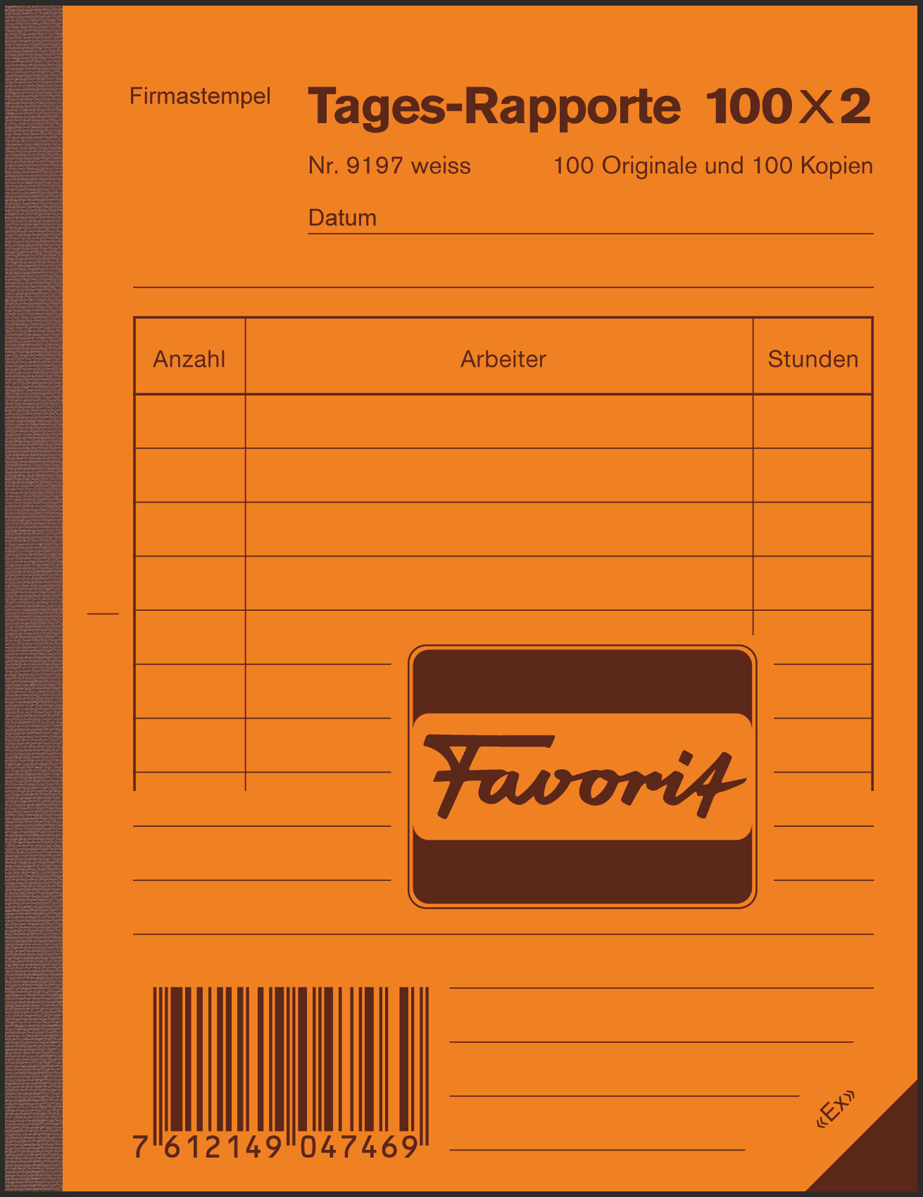 FAVORIT Tages-Rapporte A6 100x2 weiss/weiss mit Kohlepapier<br>