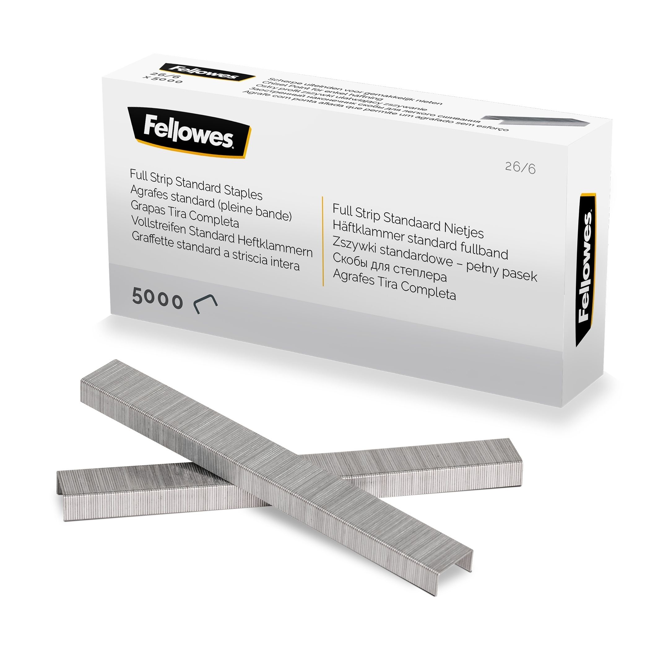 photo FELLOWES Agrafes 26/6 mm 5117501 bandes pleines 5000 pcs