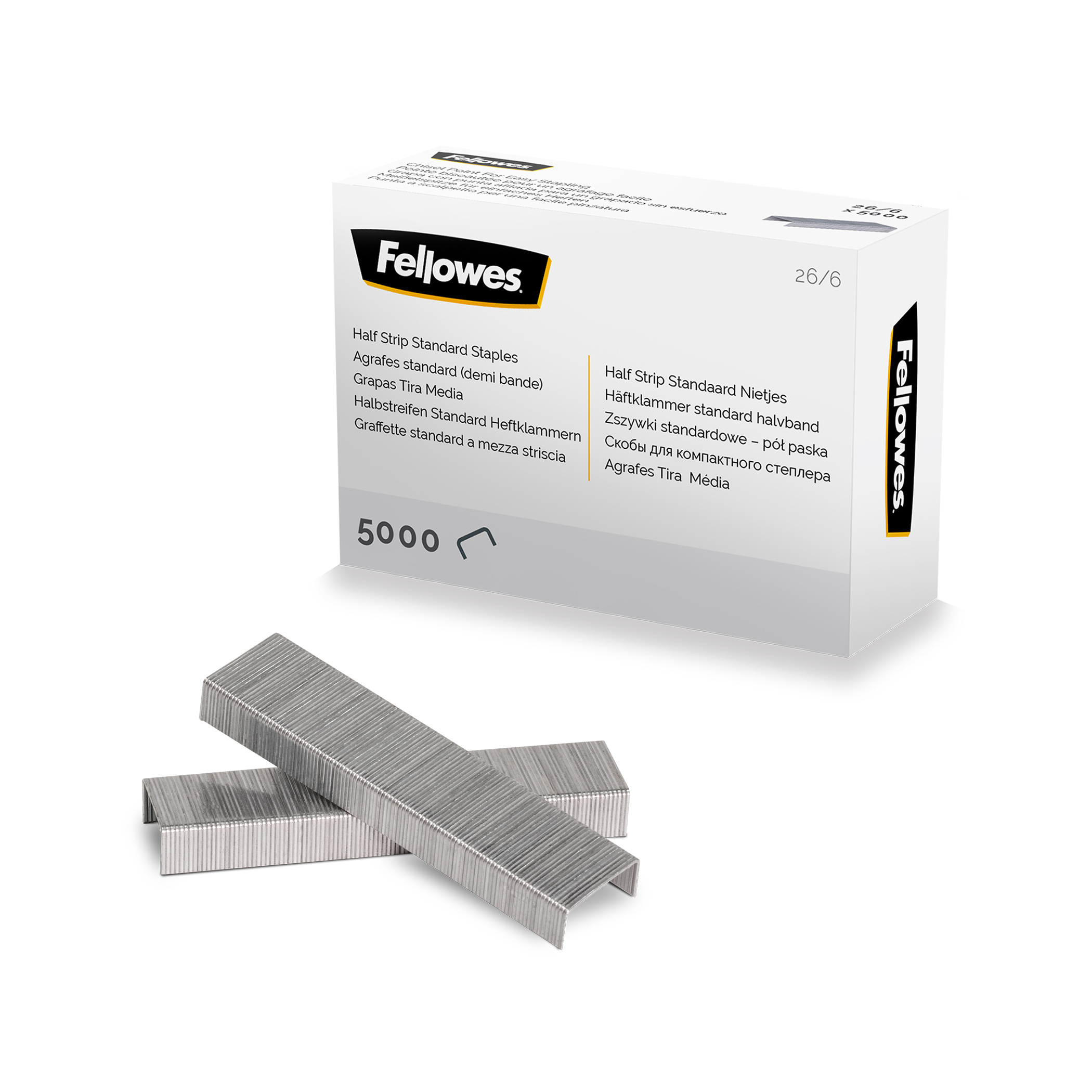 photo FELLOWES Agrafes 26/6 mm 5117601 demi-bande 5000 pcs