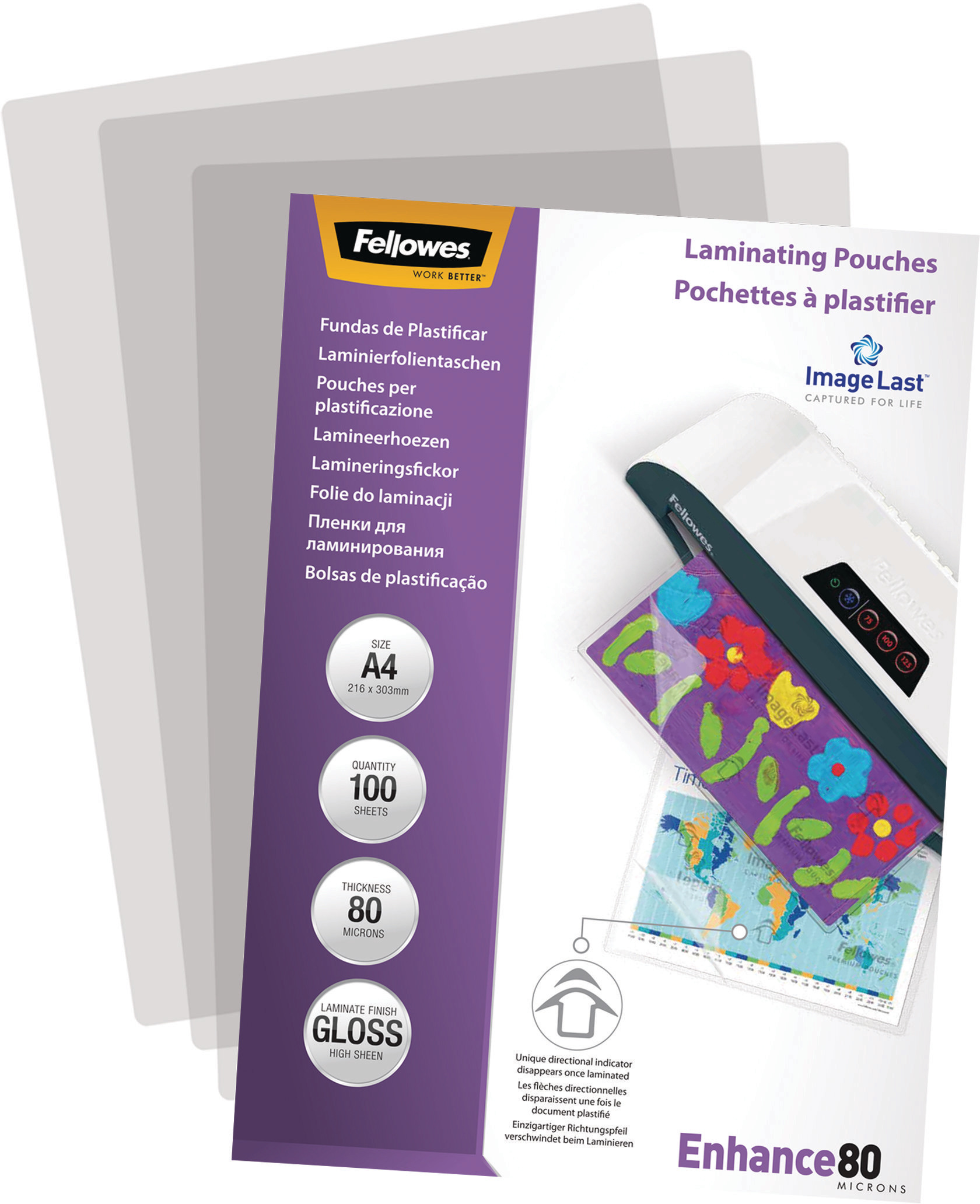 FELLOWES Pochettes à plastifier A4 5306114 brillant, 80my 100 pcs.