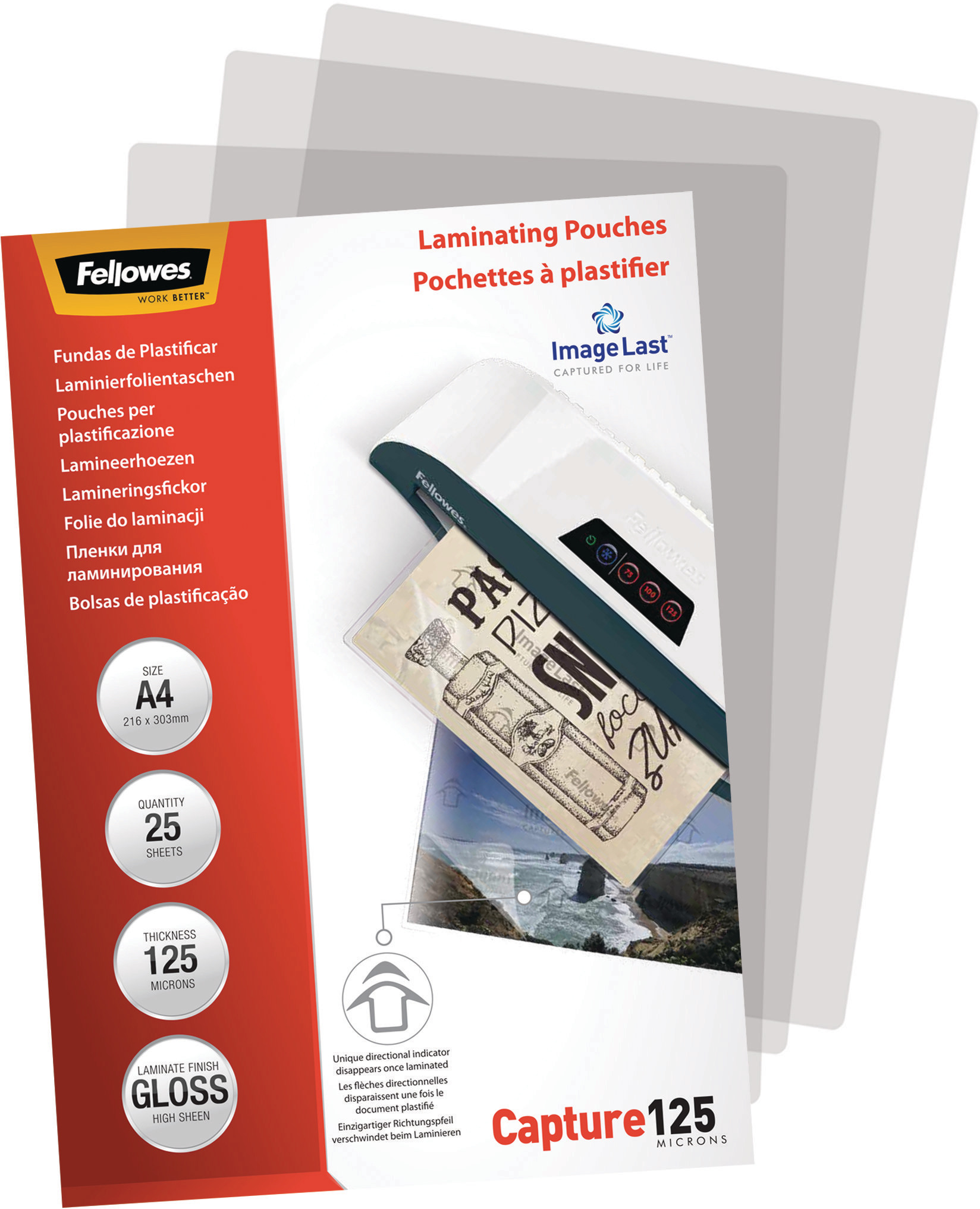 FELLOWES Pochettes à plastifier A4 5396301 brillant, 125my 25 pcs.