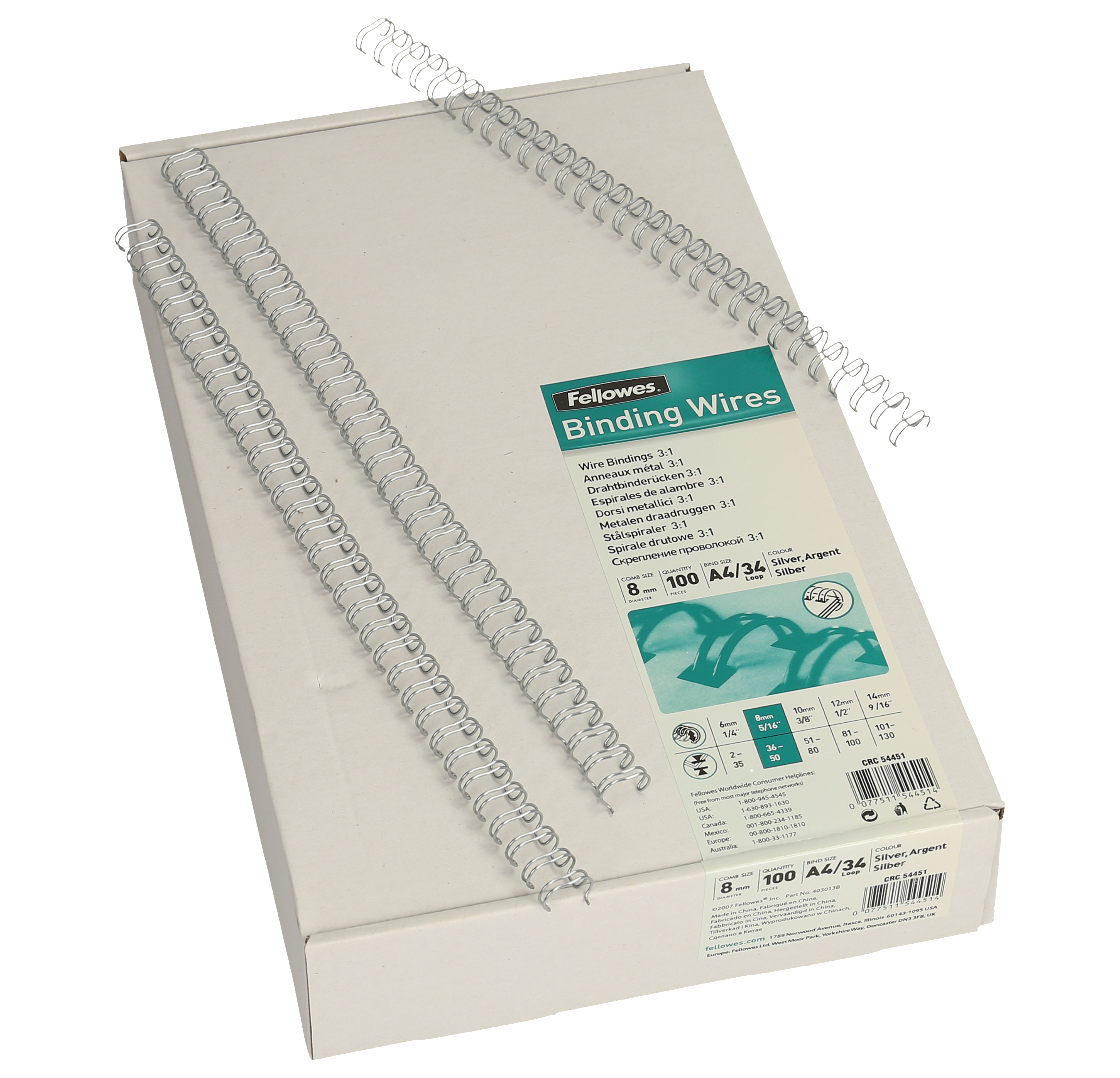 photo FELLOWES Reliure A4, 8mm 54451 argent 100 pcs.