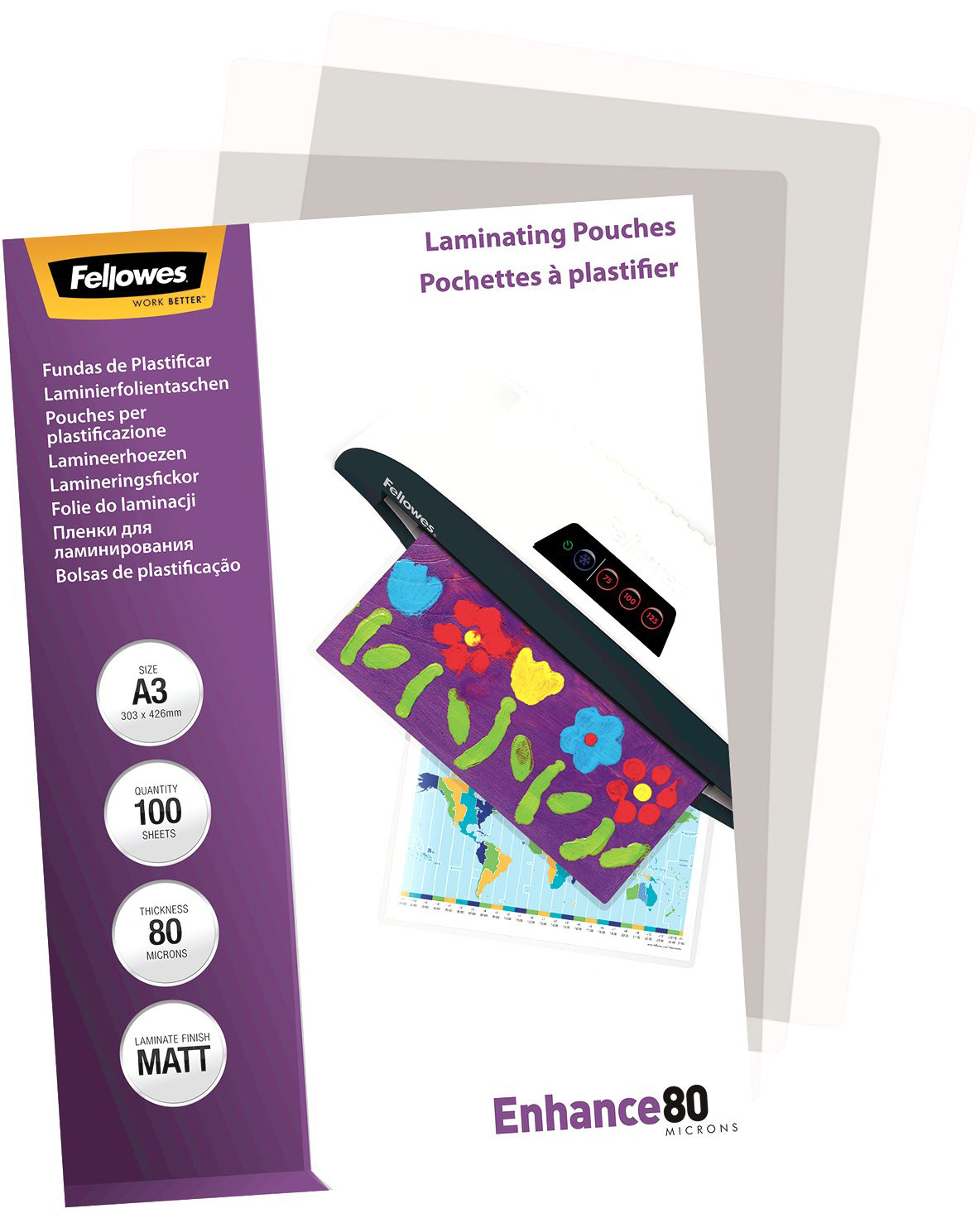 FELLOWES Pochettes à plastifier A3 5452003 mat, 80my 100 pcs.