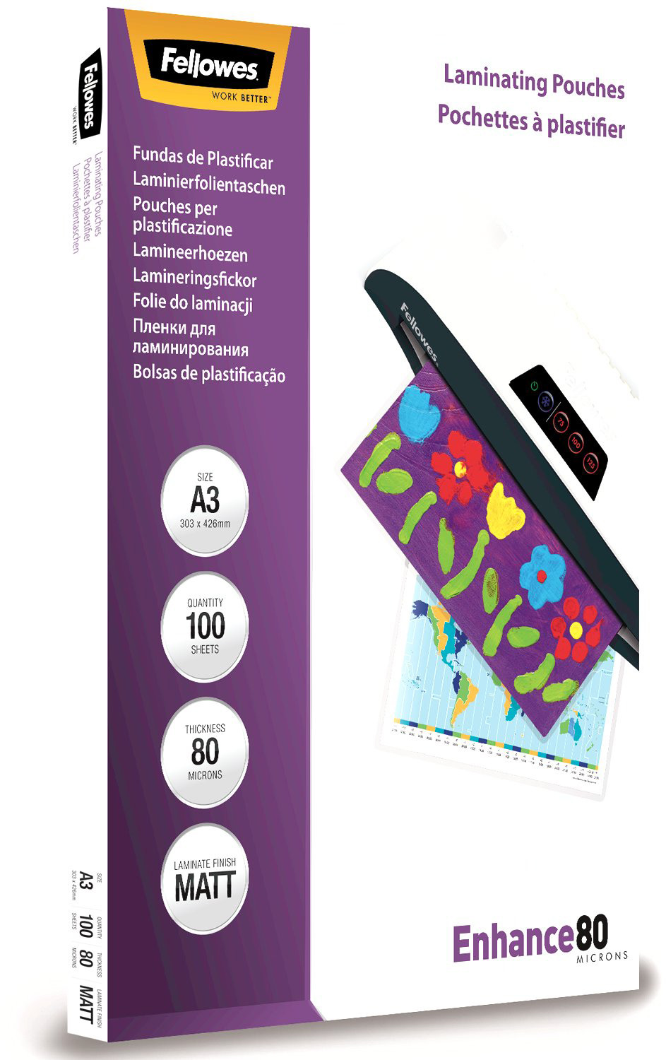 FELLOWES Pochettes à plastifier A3 5452003 mat, 80my 100 pcs.