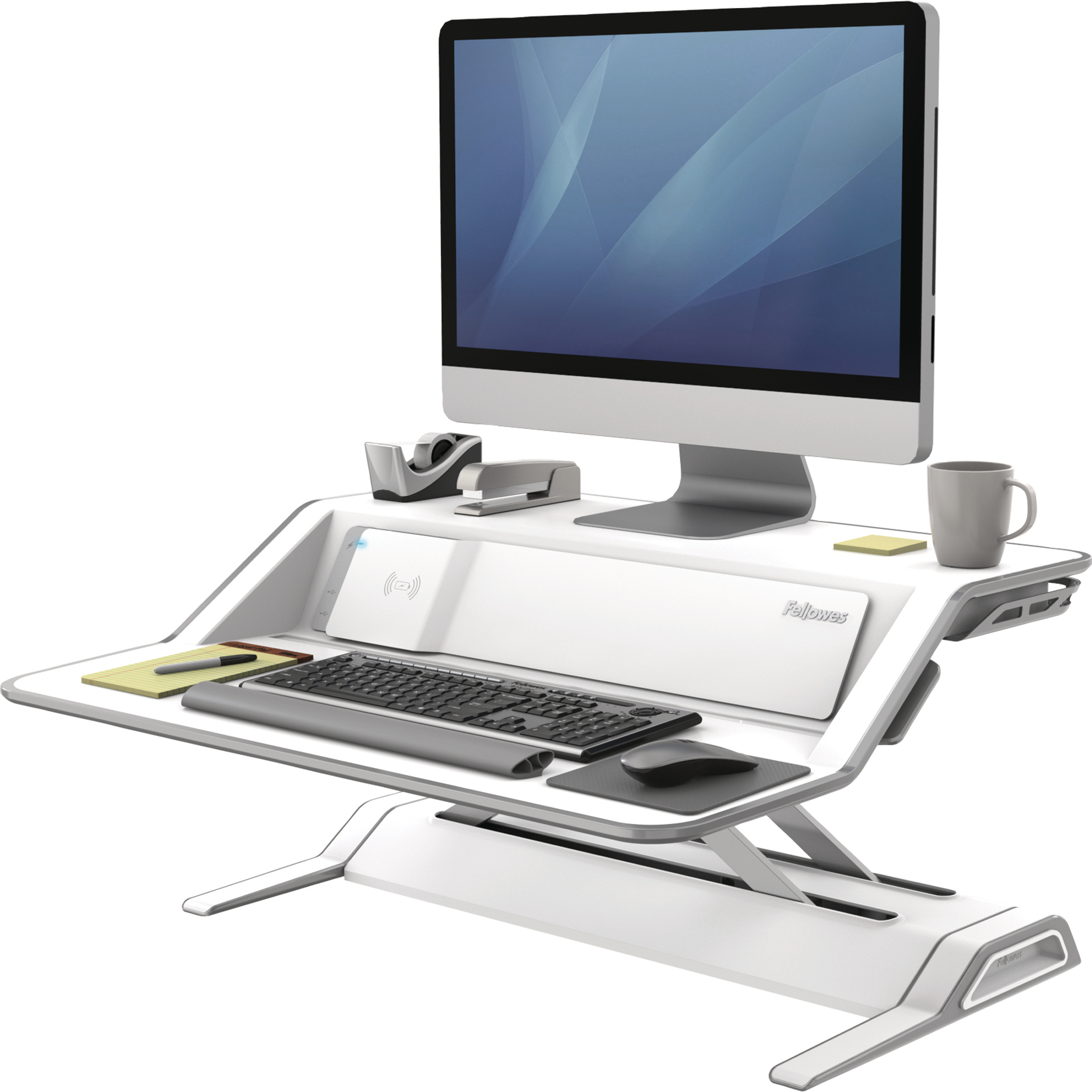 FELLOWES Lotus DX Sit Stand Workstation 8091501 blanc, USB & Qi