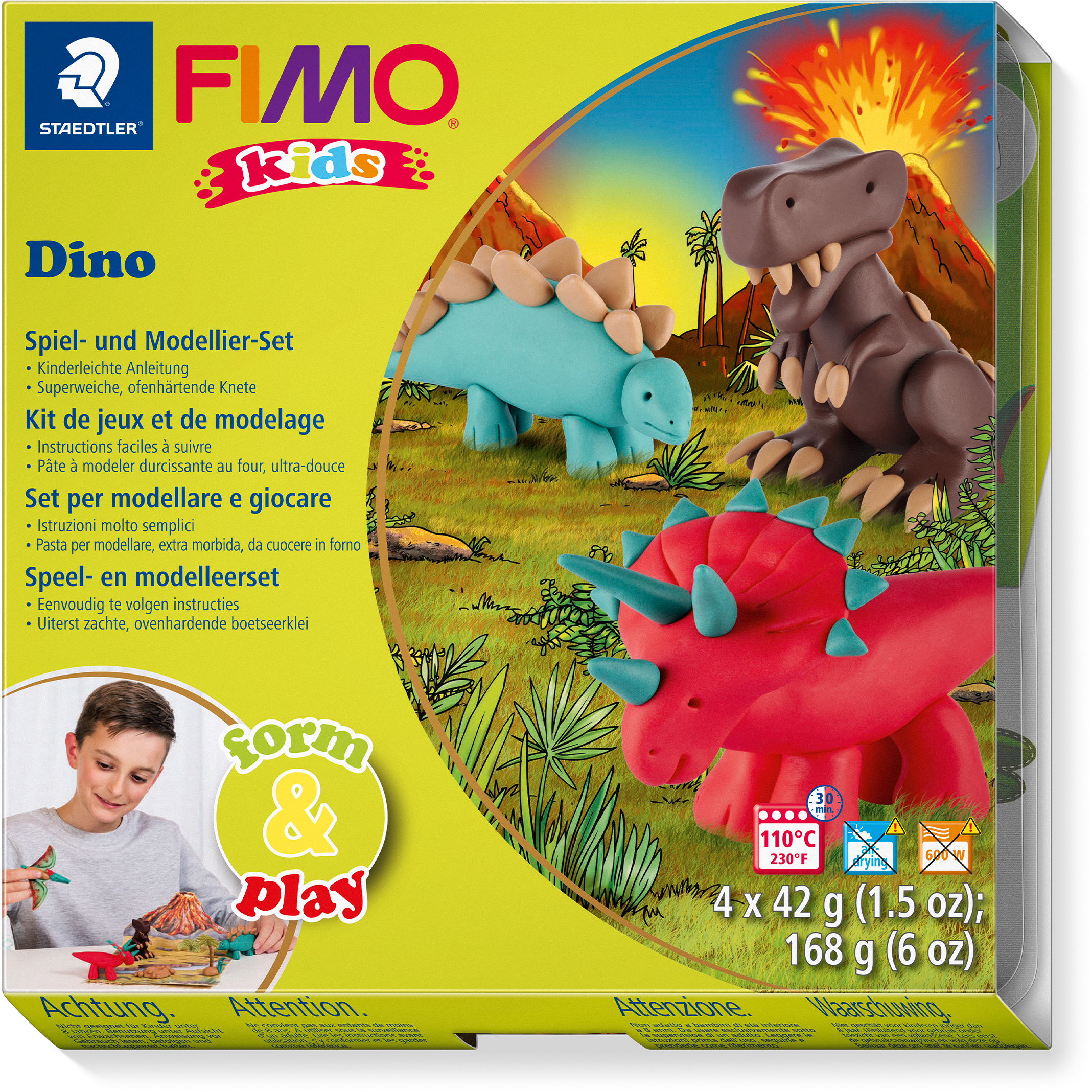 FIMO Kids form&play 4x42g 803407LY Set Dino
