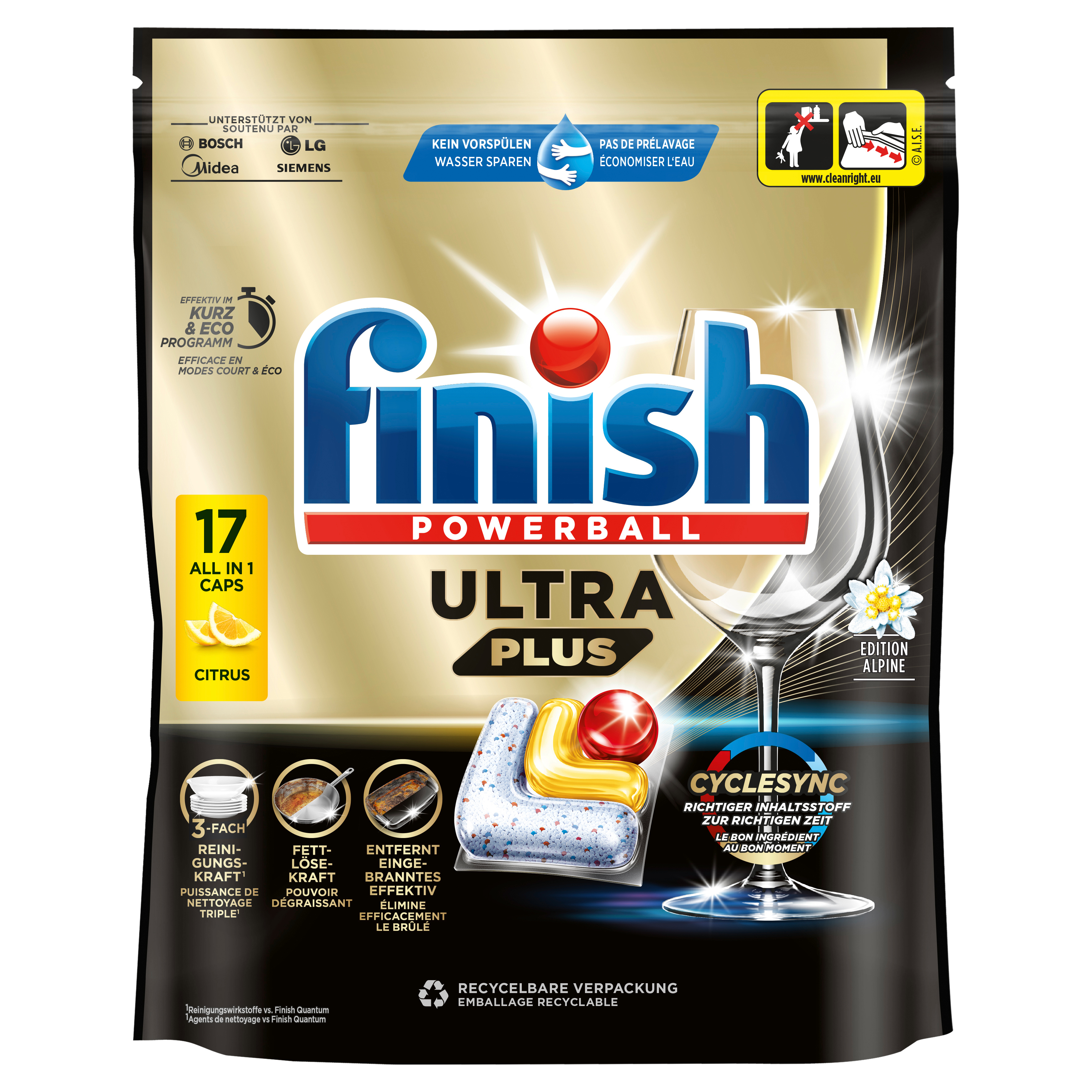 photo FINISH Ultra Plus All-in-1 3314387 Citrus, 17 Cycles de lavage