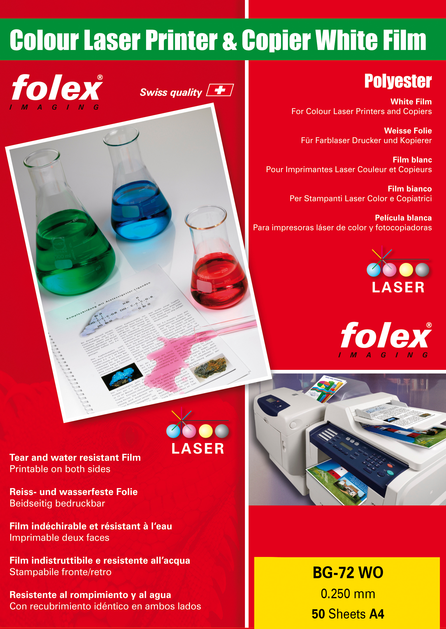 FOLEX Laser-Film A4 BG-72WO 250my 50 feuilles