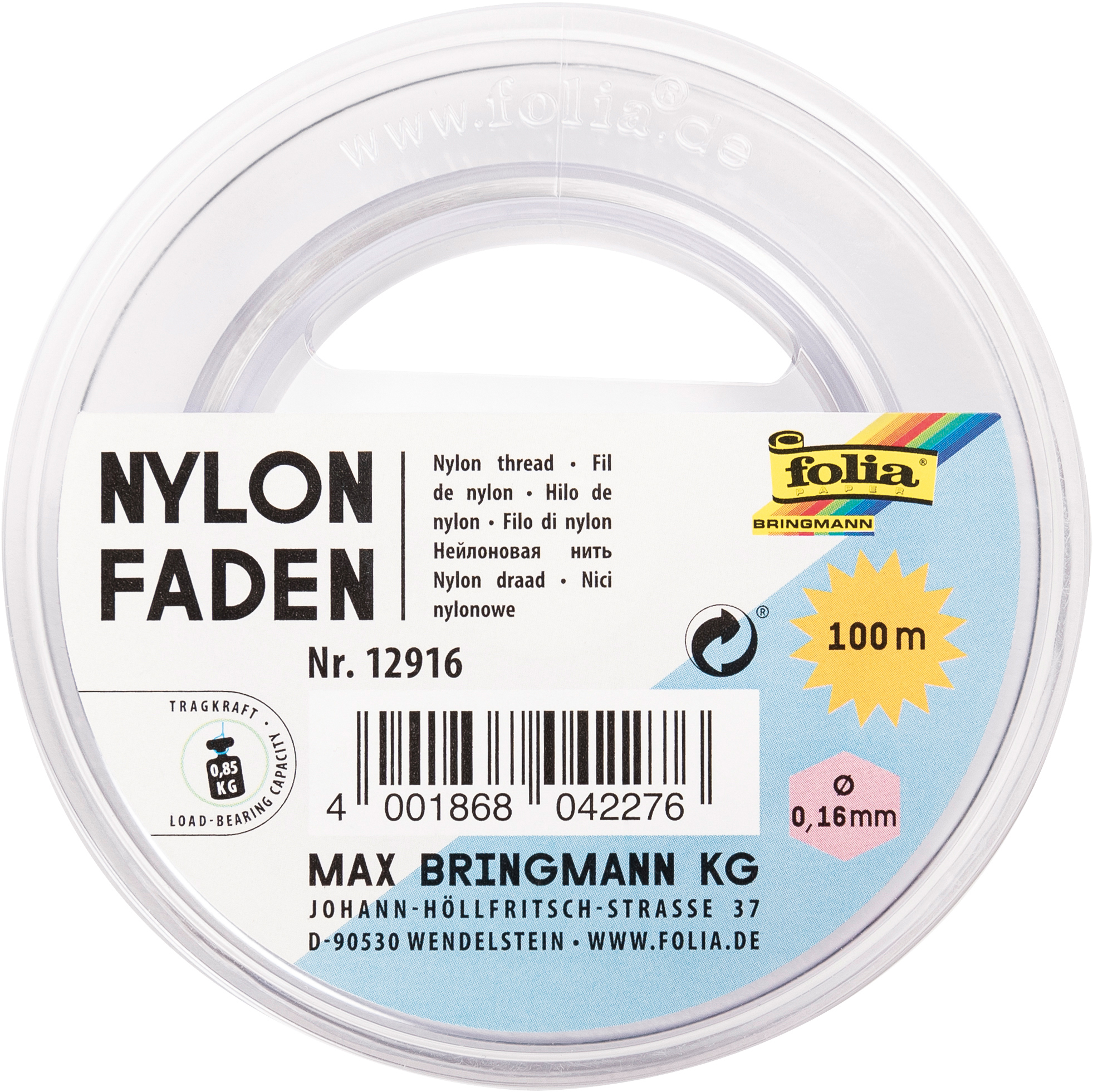 photo FOLIA Fil de nylon 0.16mmx100m 12916 transparent