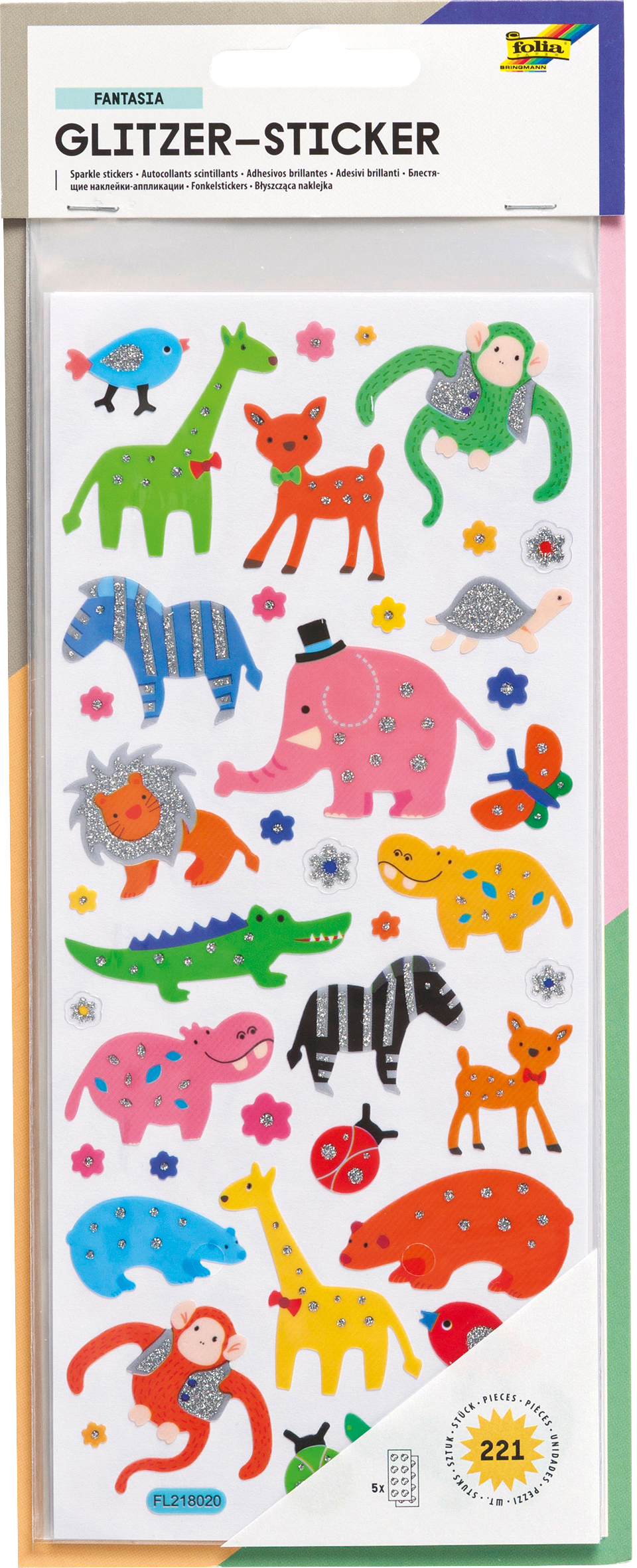 photo FOLIA Glitter-Sticker 1411 Fantasia 5 feuilles/ 221 pcs.