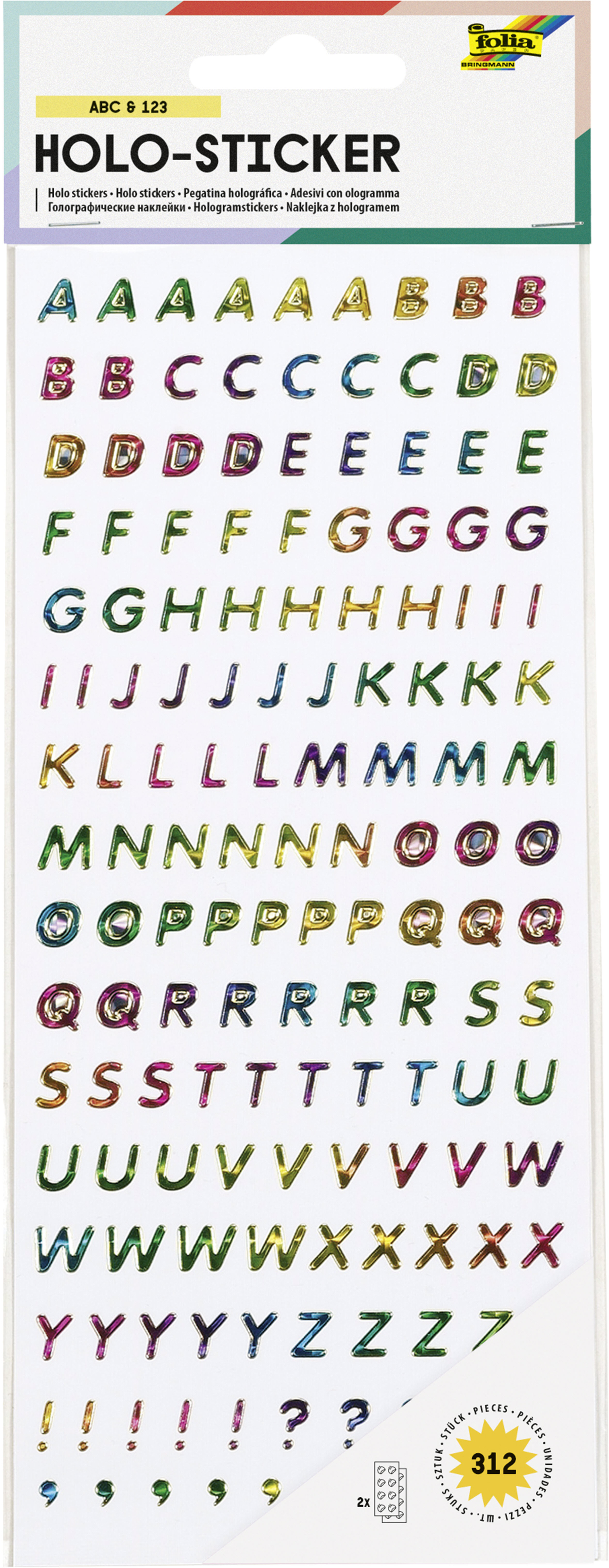 photo FOLIA Holo-Sticker 17102 ABC & 123 2 feuilles/312 pcs.