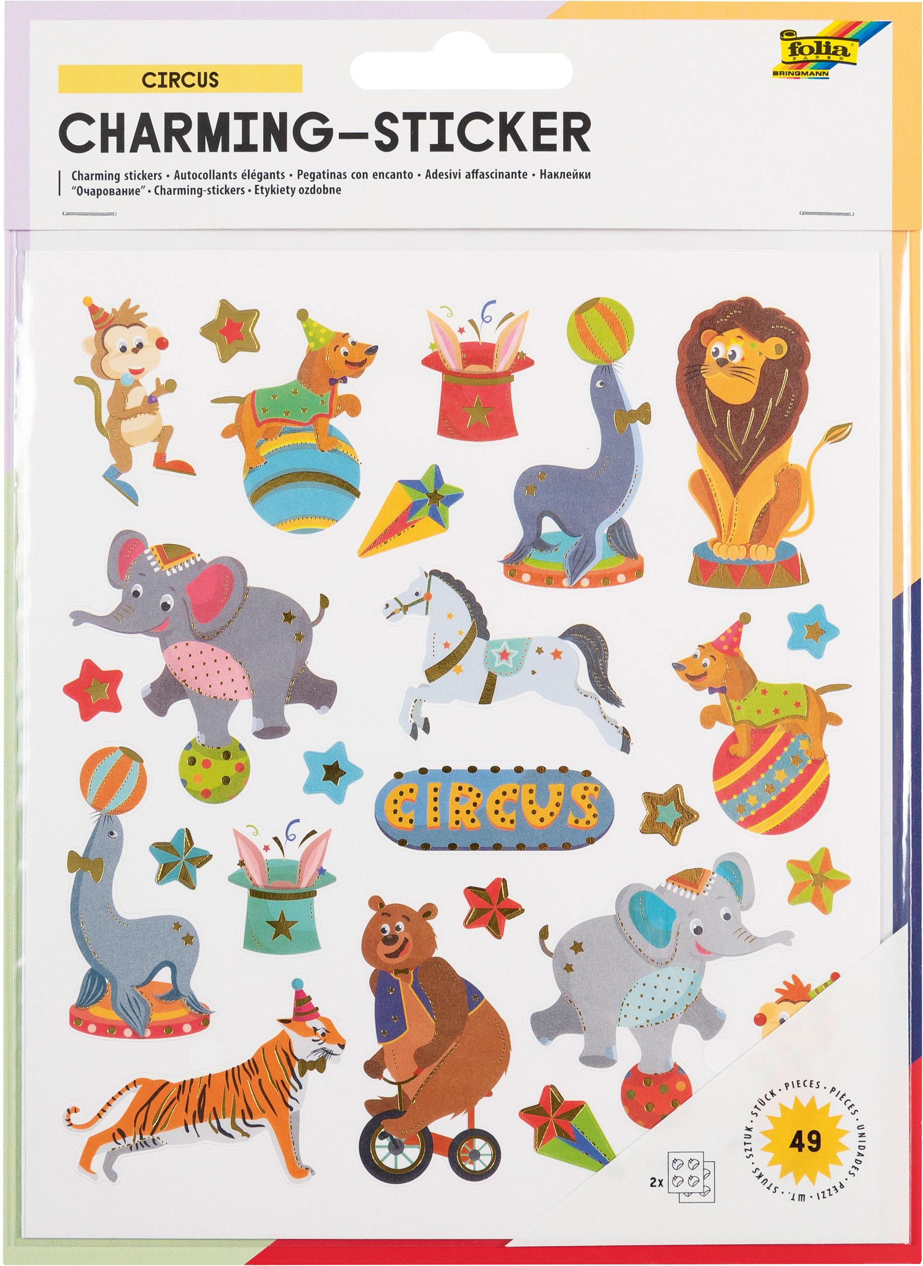 photo FOLIA Charming-Sticker 18201 Circus 2 feuilles/49 pièces