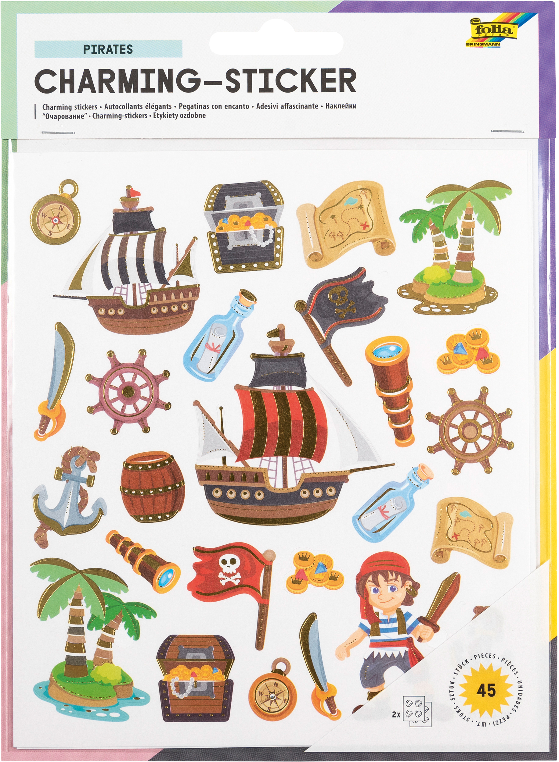 photo FOLIA Charming-Sticker 18202 Pirates 2 feuilles/45 pièces
