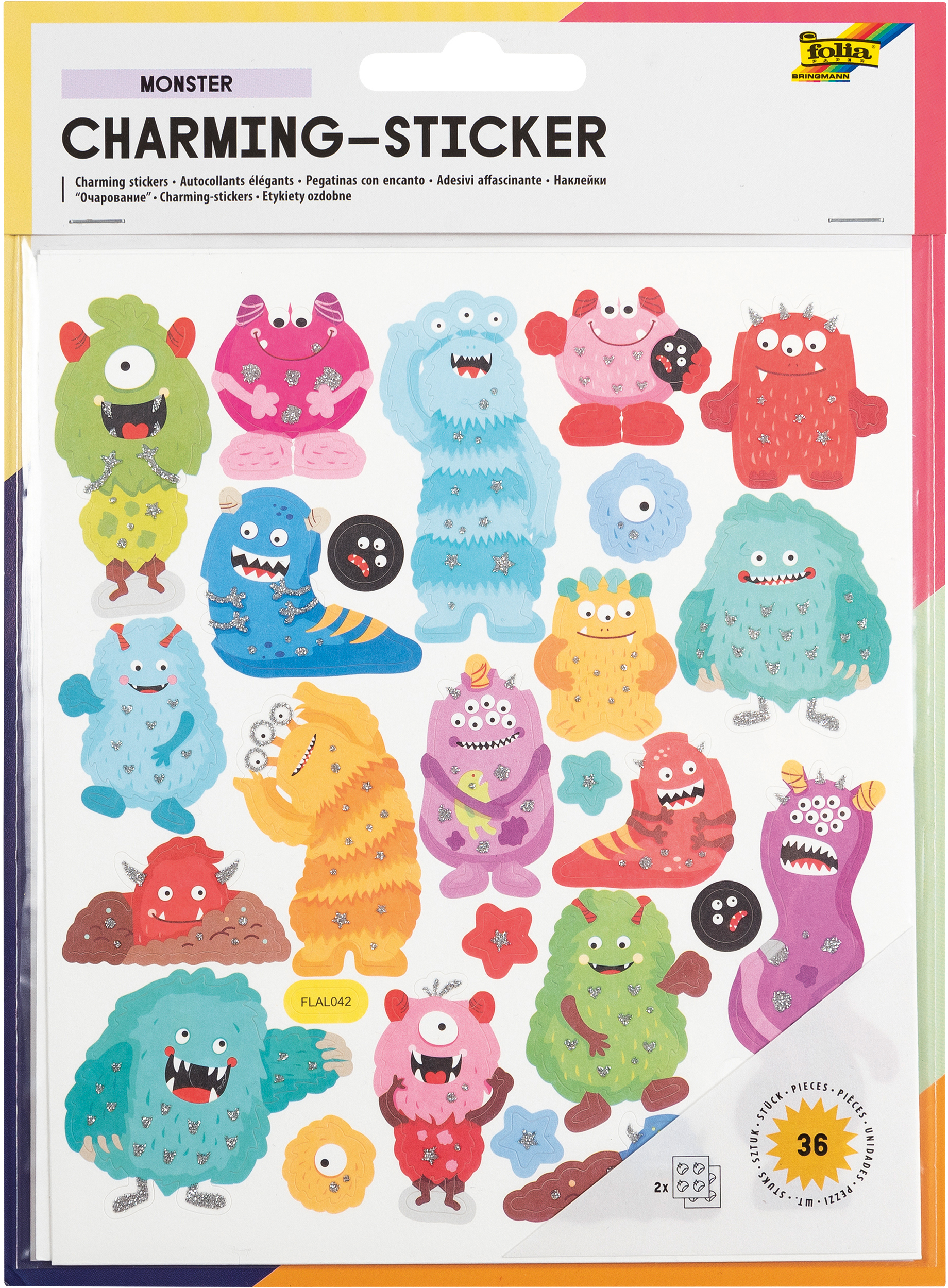 photo FOLIA Charming-Sticker 18204 Monster 2 feuilles/36 pièces