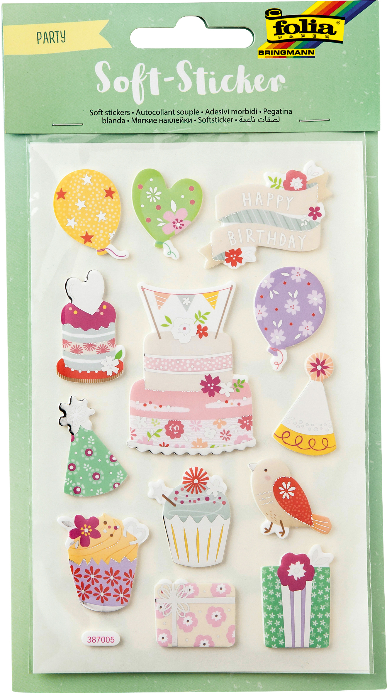 photo FOLIA Soft-Sticker 19304 Party 2 feuilles/48 pièces