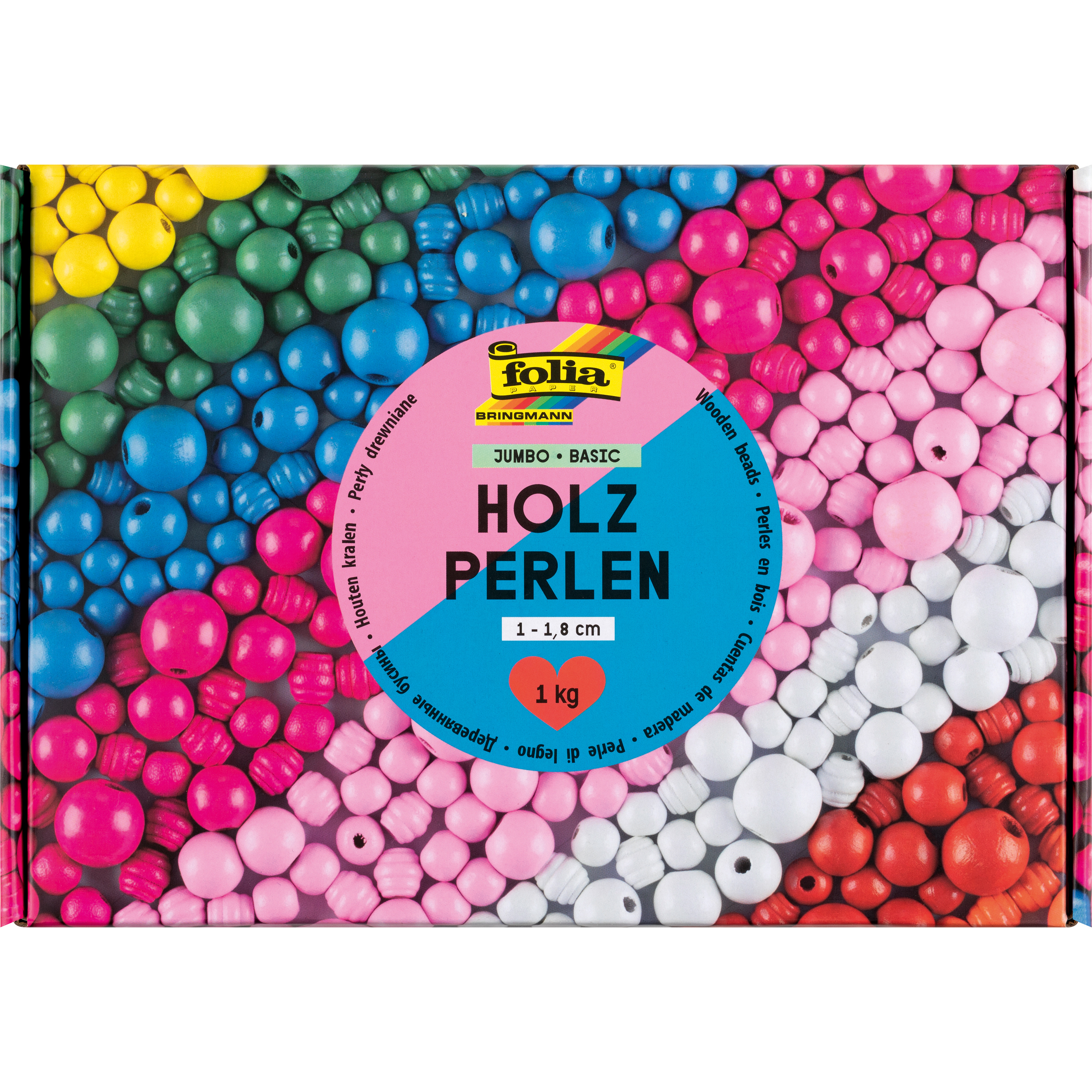 photo FOLIA Perles en bois basic 1000g 22992 Jumbo Pack, 1-1.8 cm