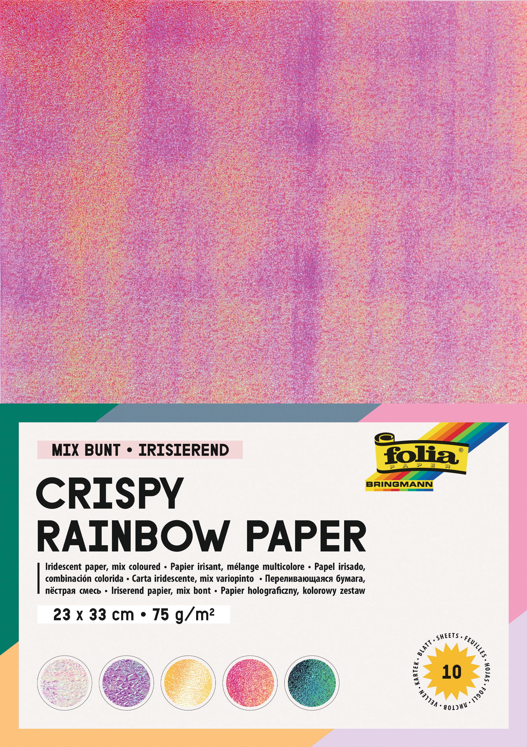 photo FOLIA Papier Arc-en-ciel 75g,23x33cm 310409 Crispy, Multi Colore