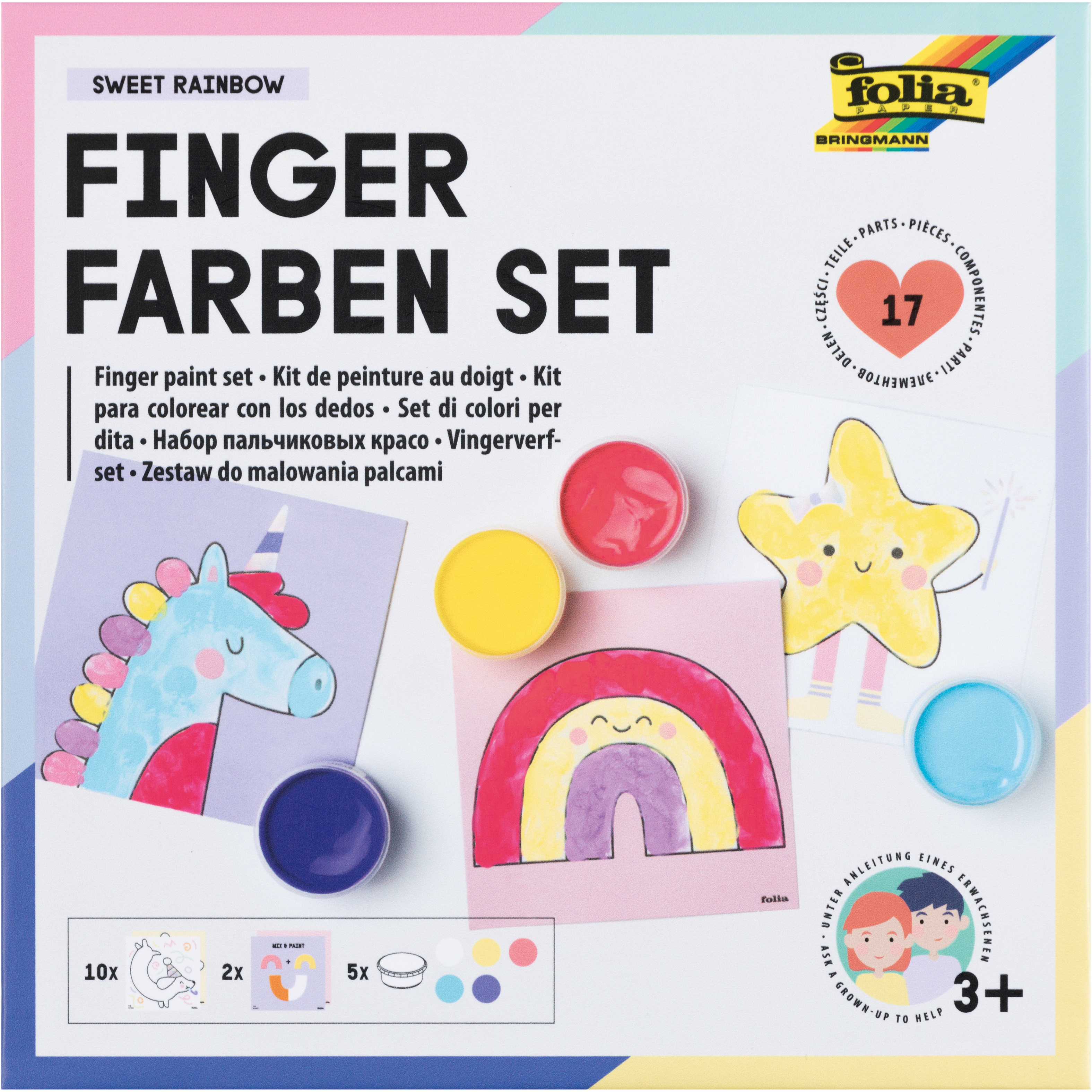 photo FOLIA Gouache au doigt Sweet Rainbow 48211 5 Couleur