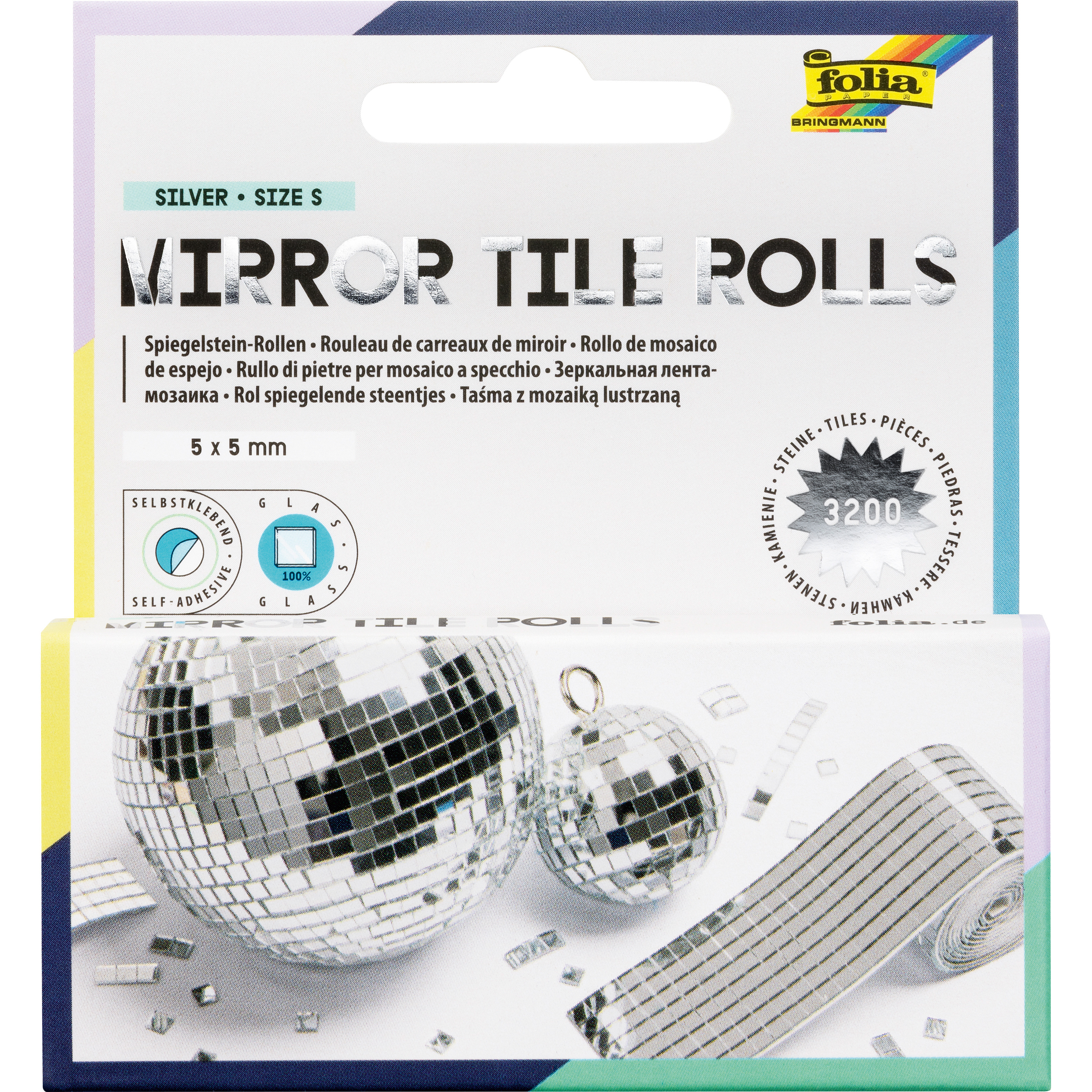 photo FOLIA Pierres de miroir 5x5mm 540560 2 rouleaux de 4cmx1m