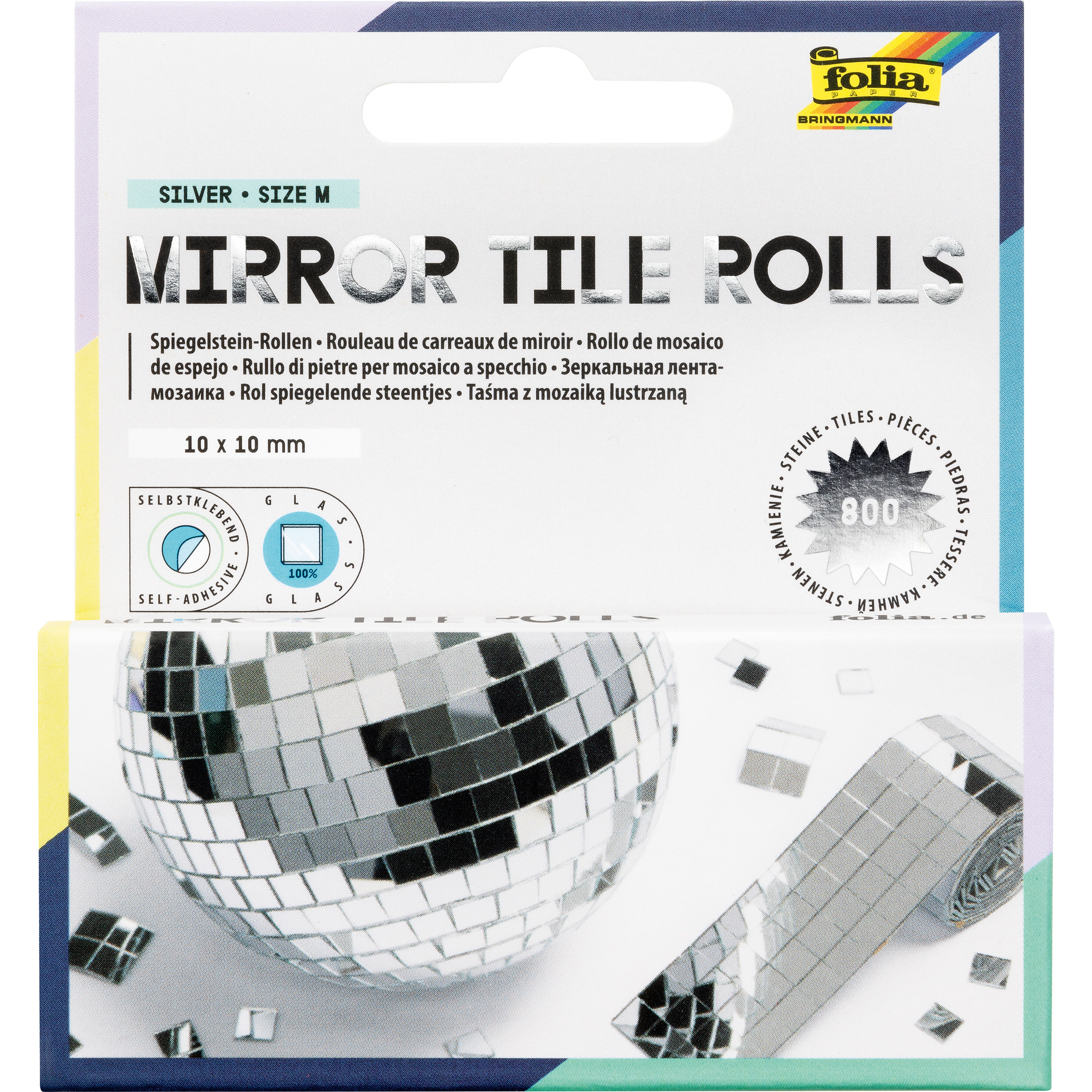photo FOLIA Pierres de miroir 10x10mm 541060 2 rouleaux de 4cmx1m