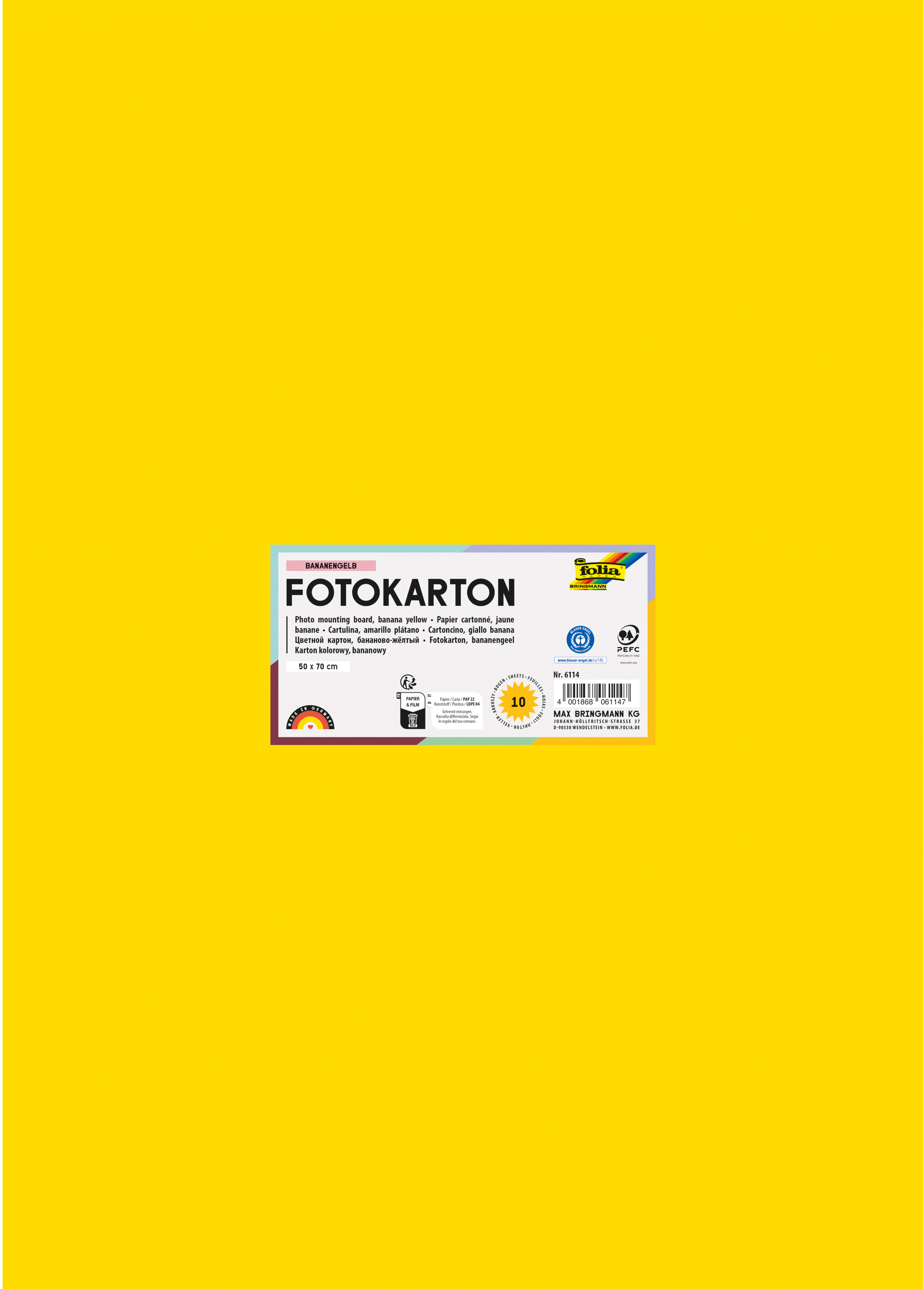 FOLIA Fotokarton 50x70cm 6114 300g, bananengelb