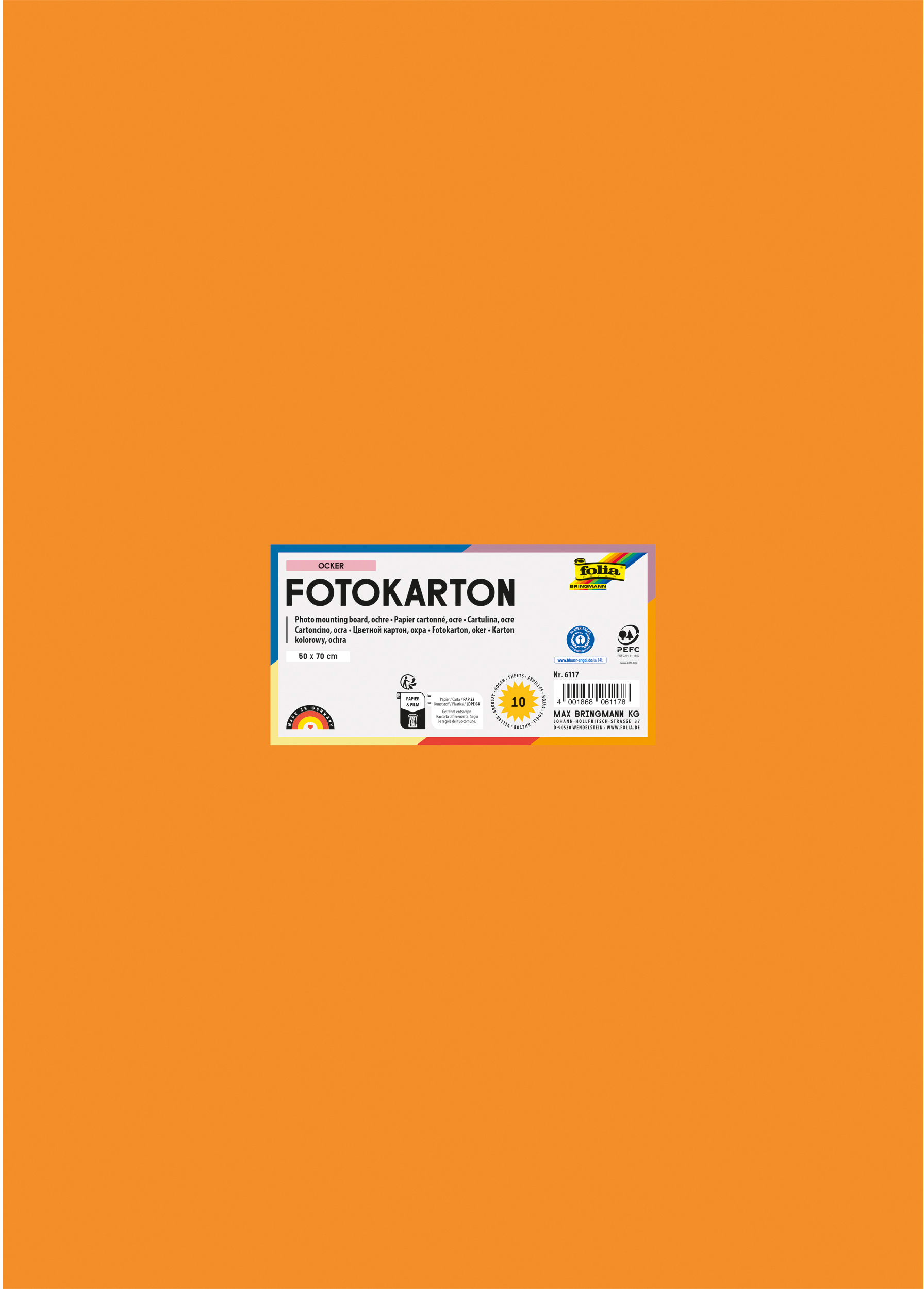 FOLIA Fotokarton 50x70cm 6117 300g, ocker