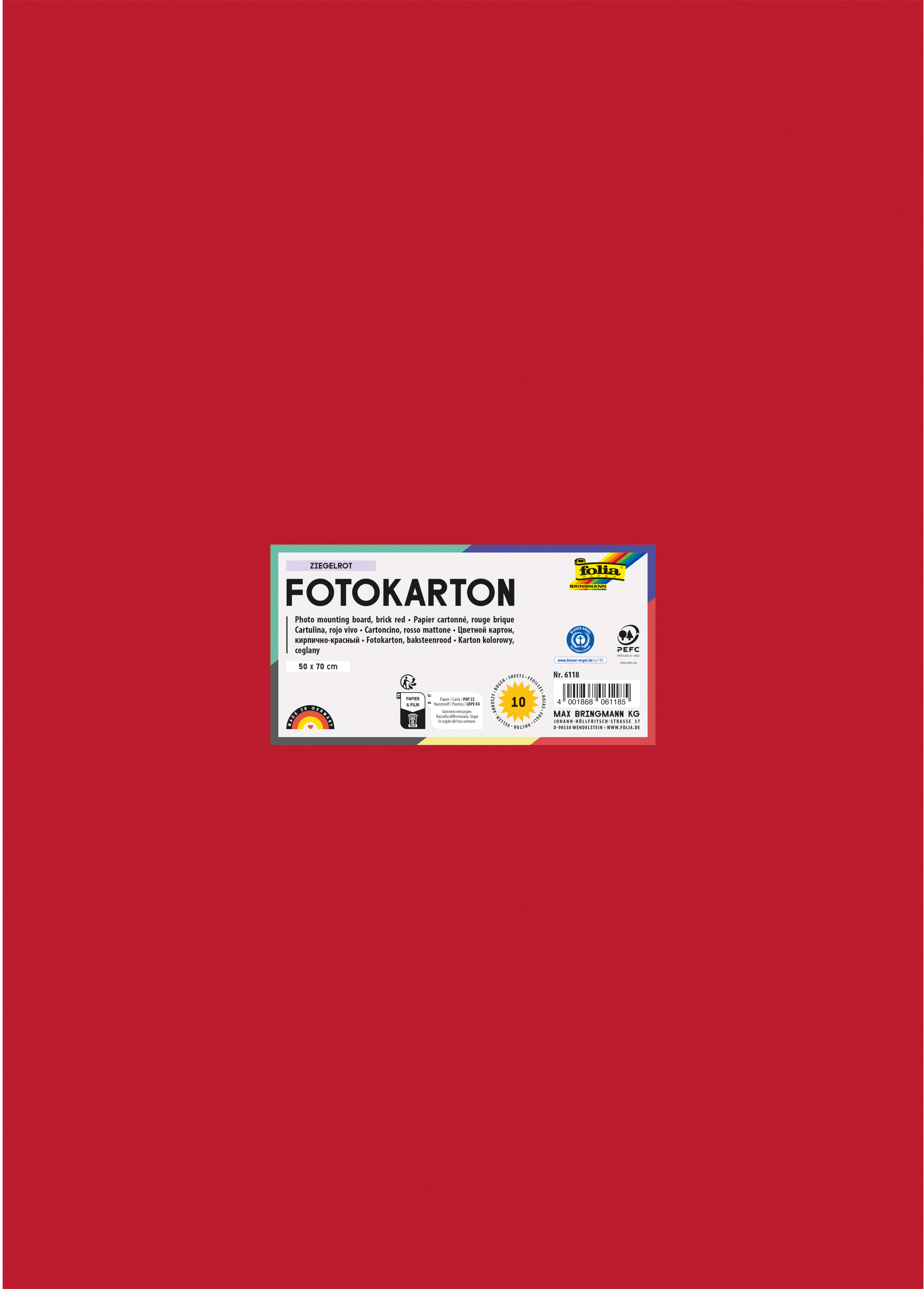 FOLIA Fotokarton 50x70cm 6118 300g, ziegelrot