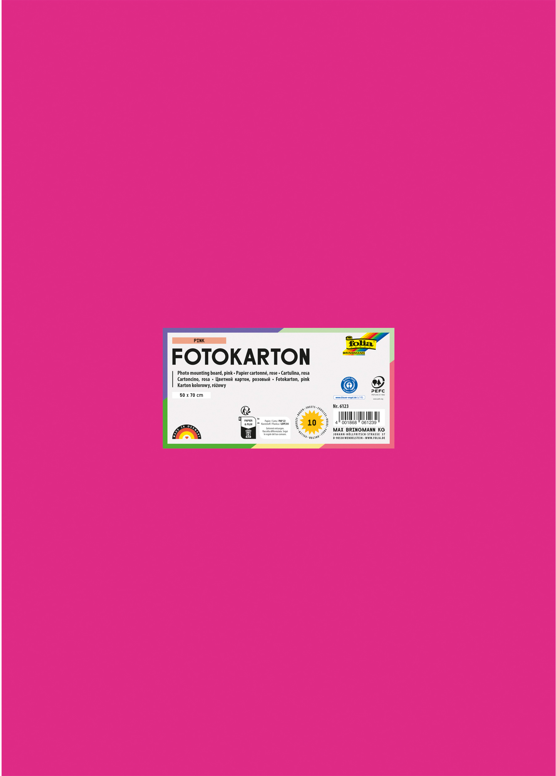 FOLIA Fotokarton 50x70cm 6123 300g, pink