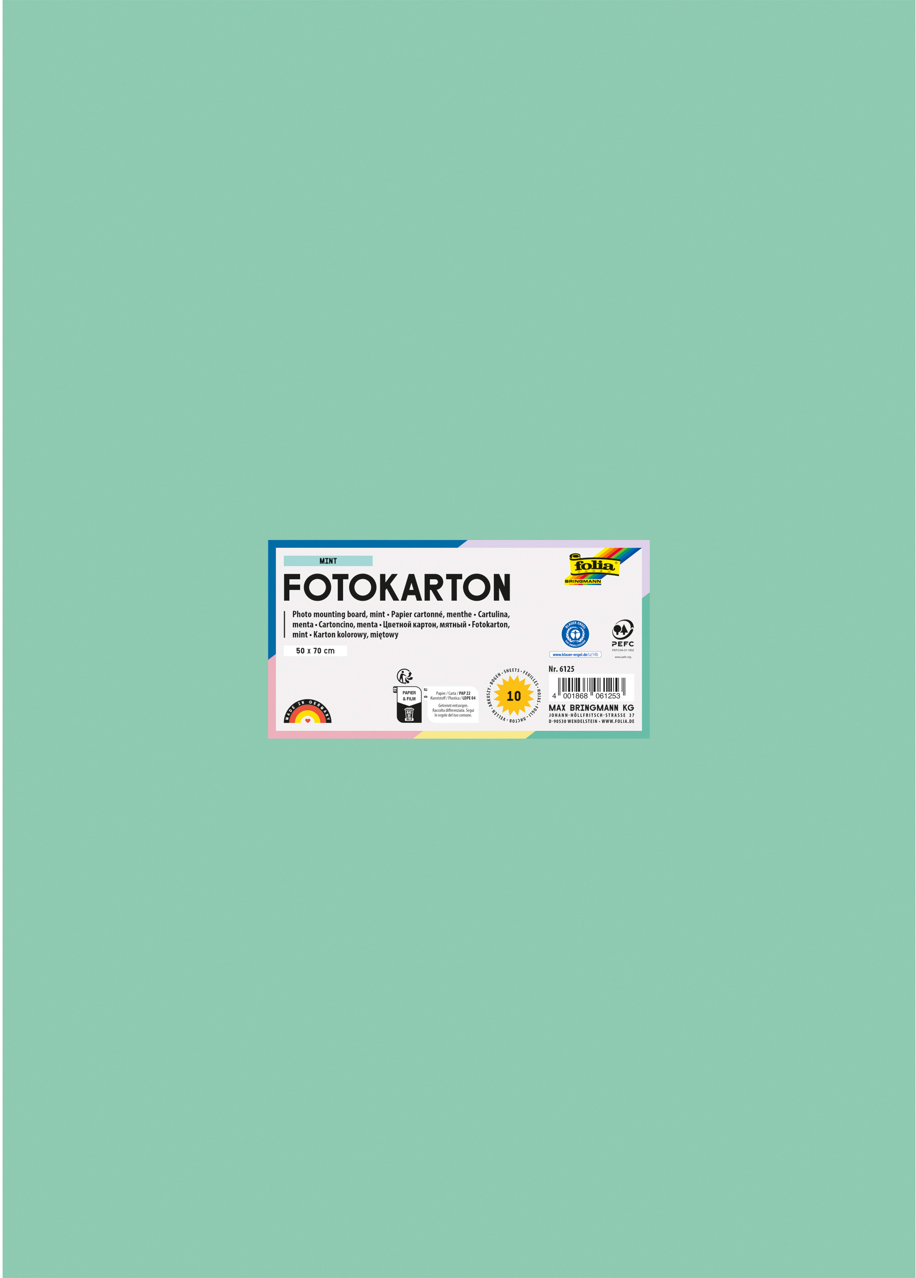 FOLIA Fotokarton 50x70cm 6125 300g, mint