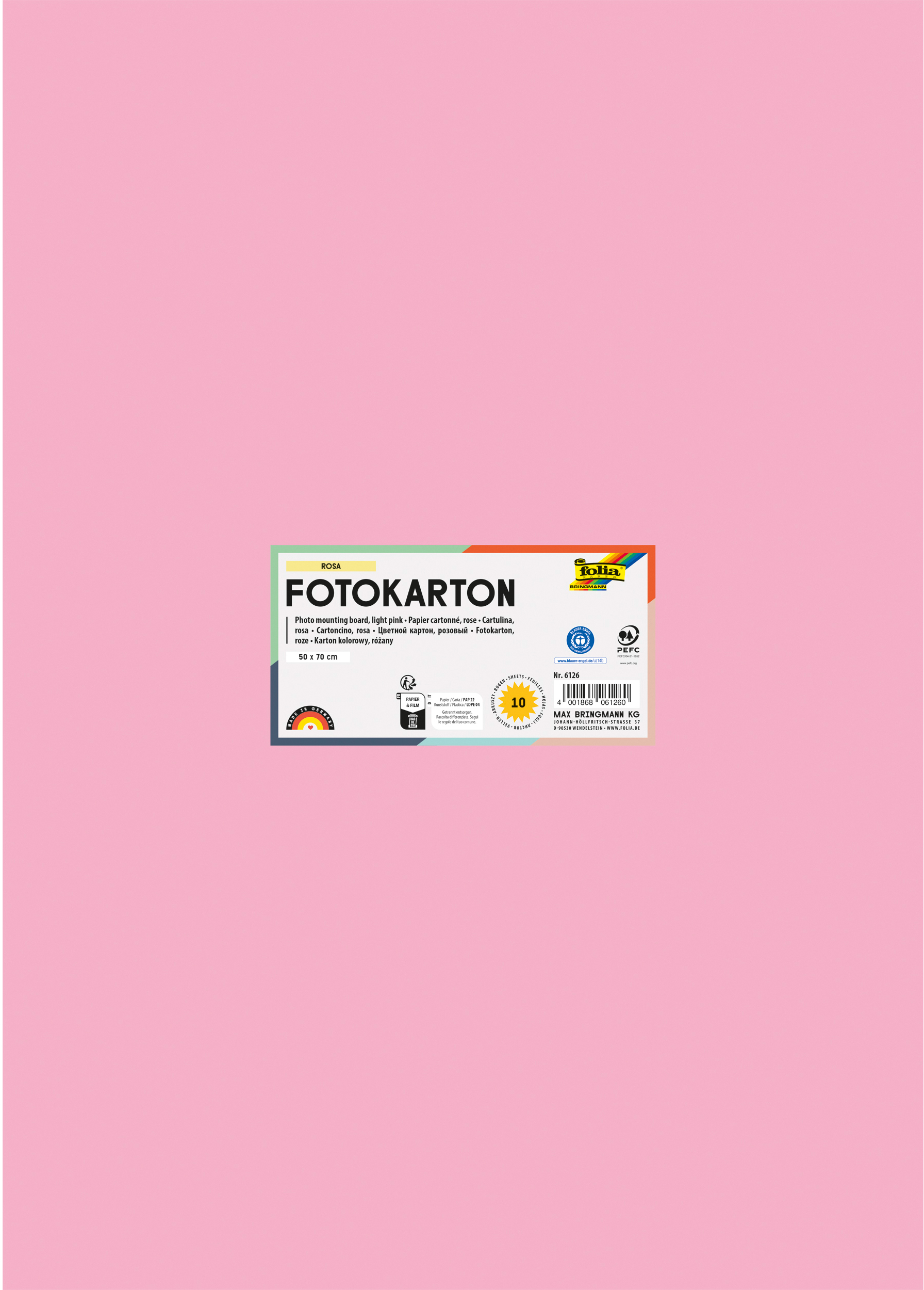 FOLIA Fotokarton 50x70cm 6126 300g, rosa