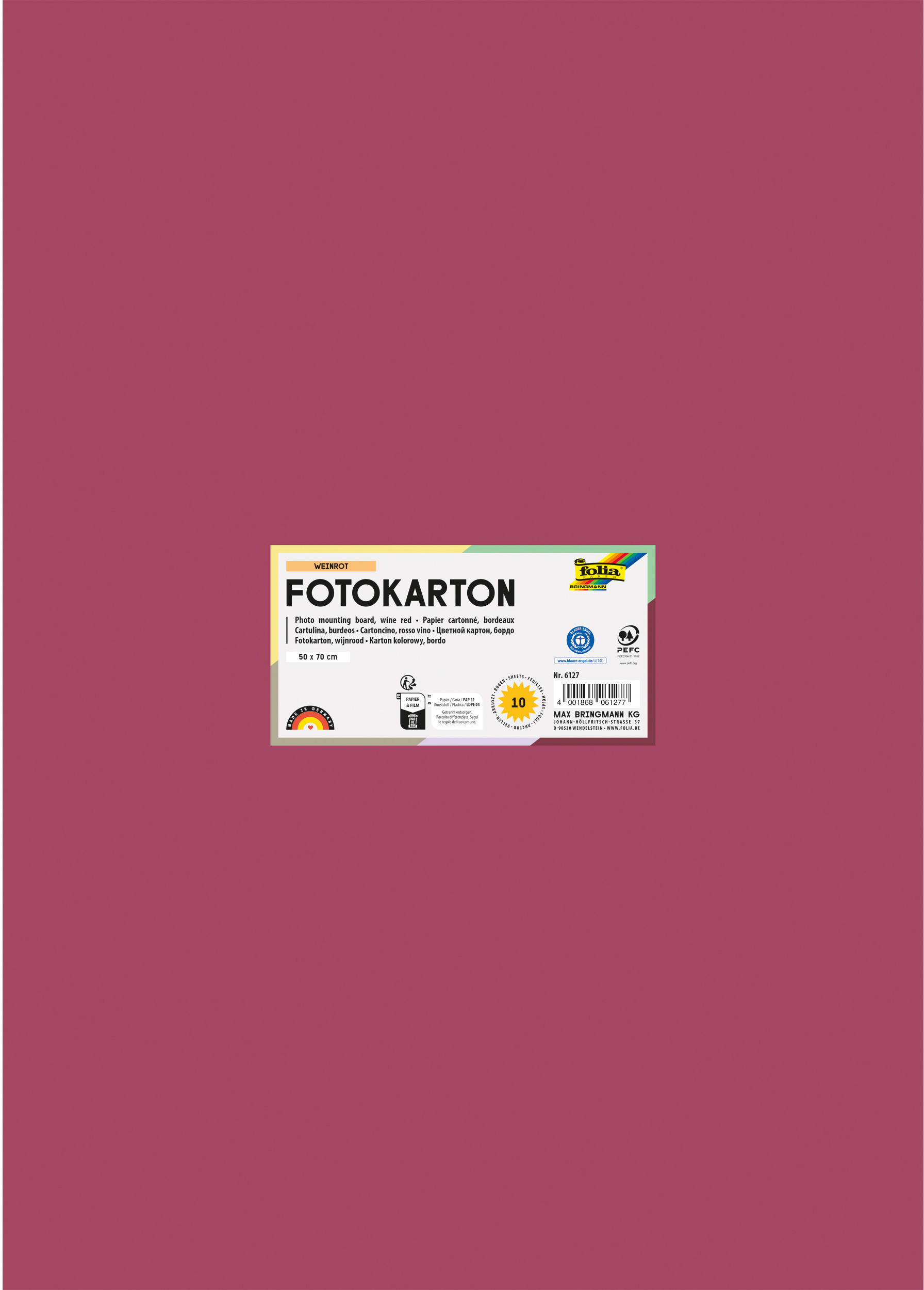 FOLIA Fotokarton 50x70cm 6127 300g, weinrot