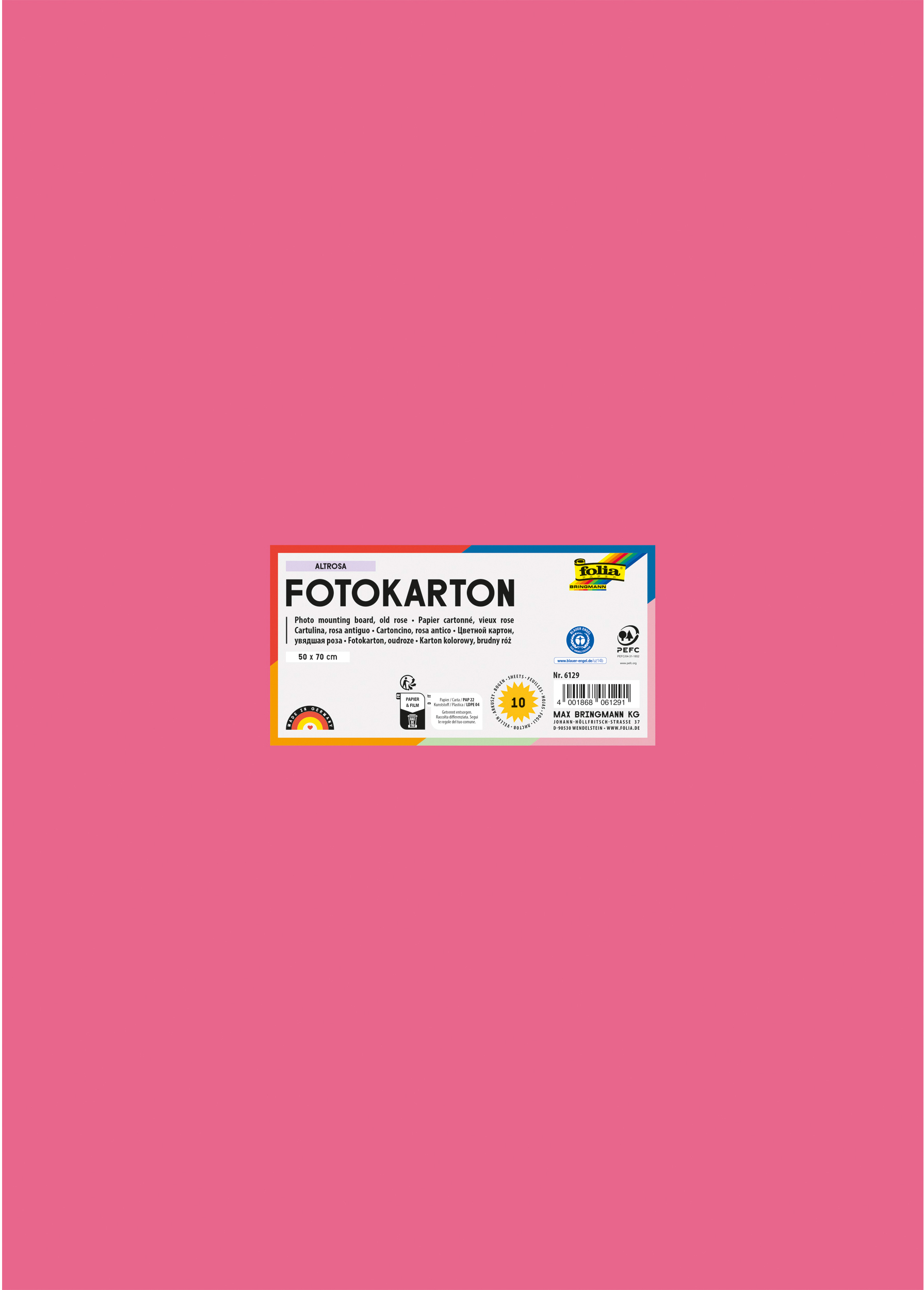 FOLIA Fotokarton 50x70cm 6129 300g, altrosa