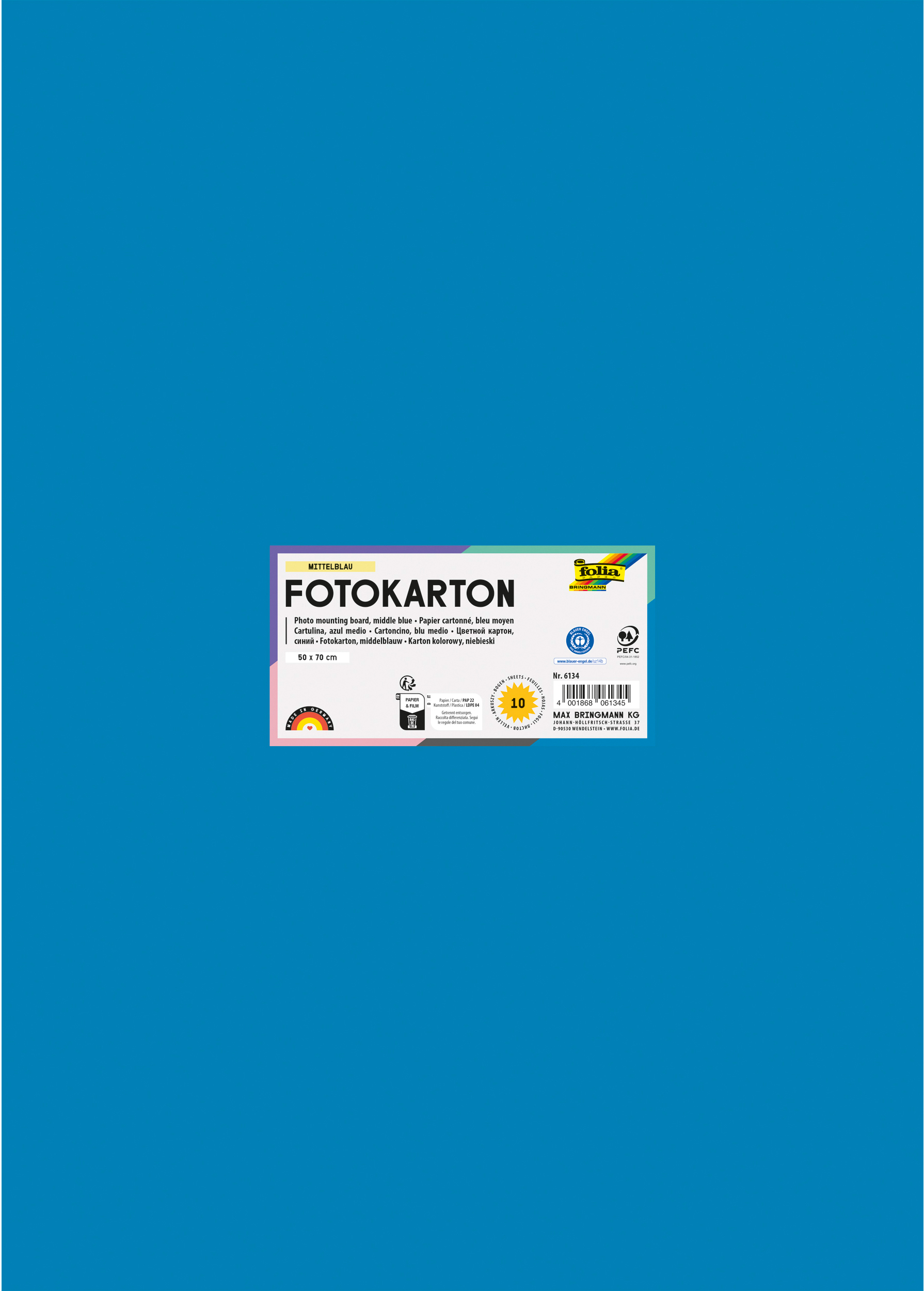 FOLIA Fotokarton 50x70cm 6134 300g, mittelblau