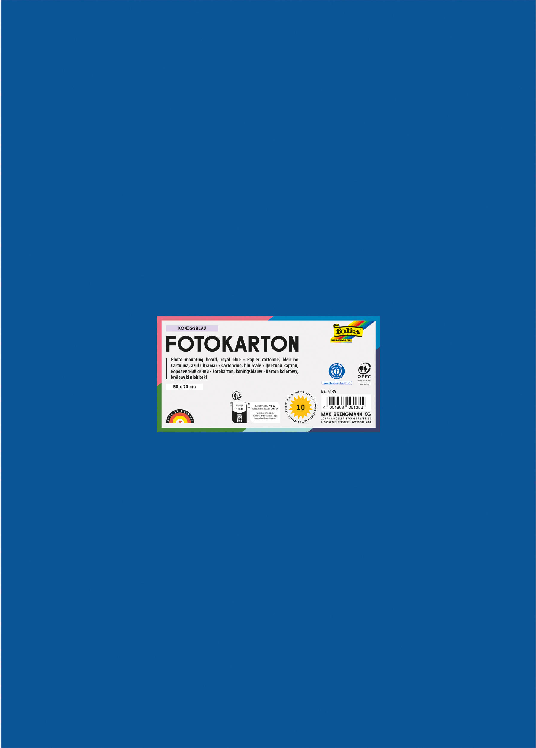 FOLIA Fotokarton 50x70cm 6135 300g, konigsblau