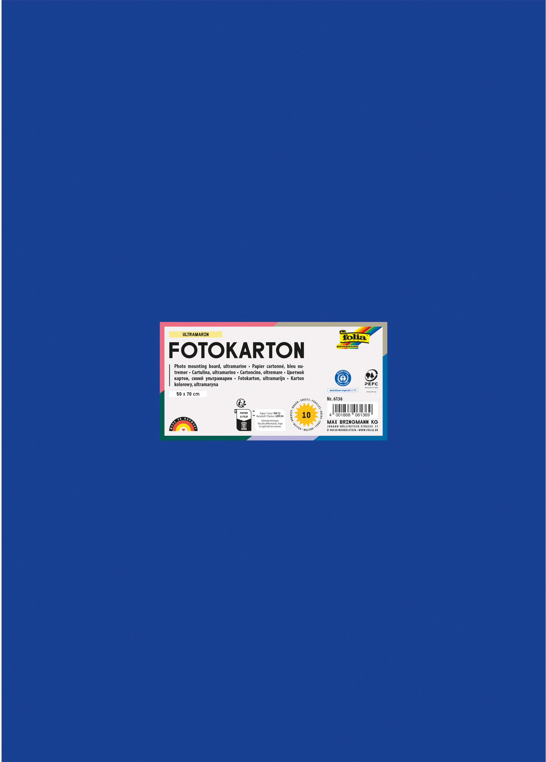 FOLIA Fotokarton 50x70cm 6136 300g, ultramarin