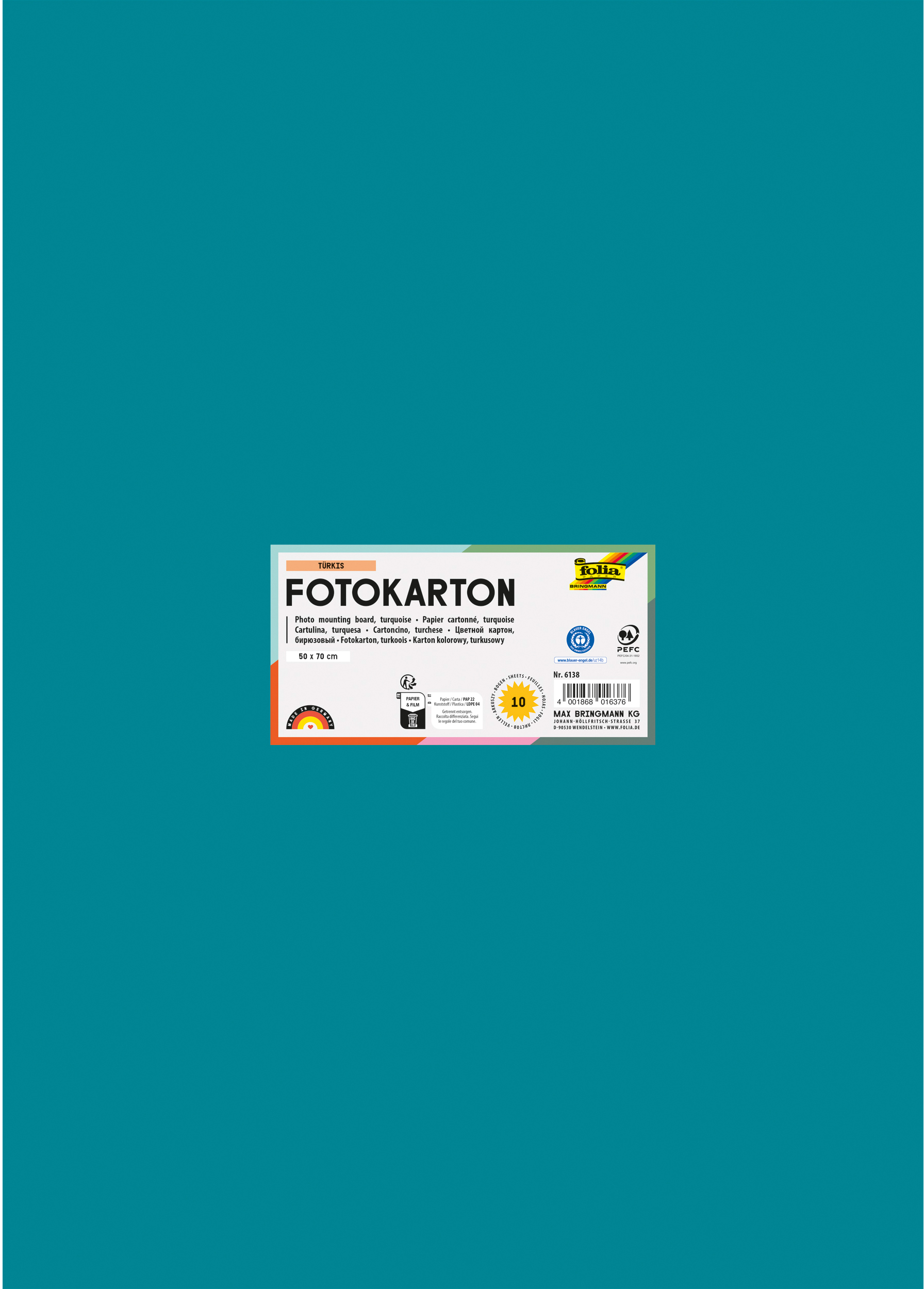 FOLIA Fotokarton 50x70cm 6138 300g, türkis