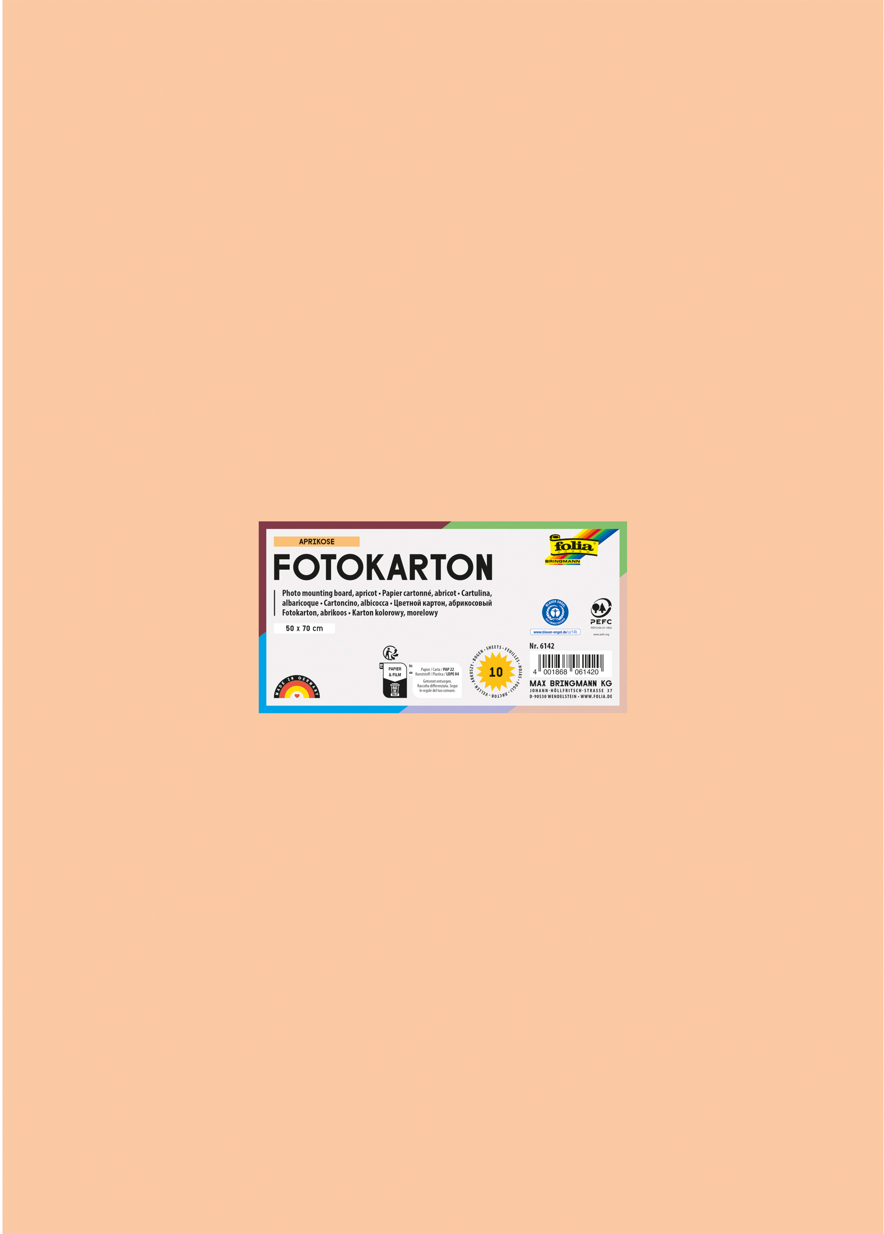 FOLIA Fotokarton 50x70cm 6142 300g, apricose