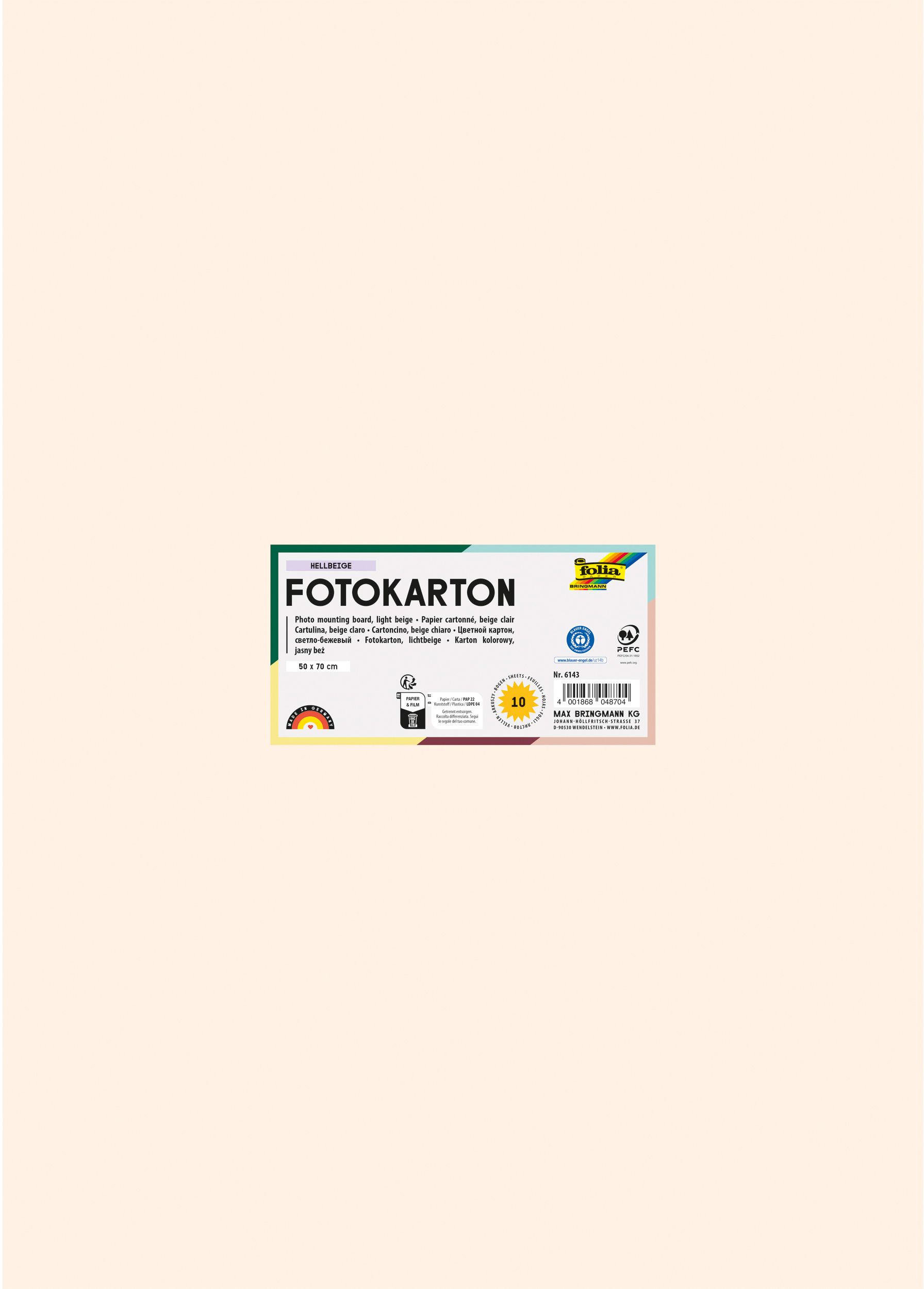 FOLIA Fotokarton 50x70cm 6143 300g, hellbeige
