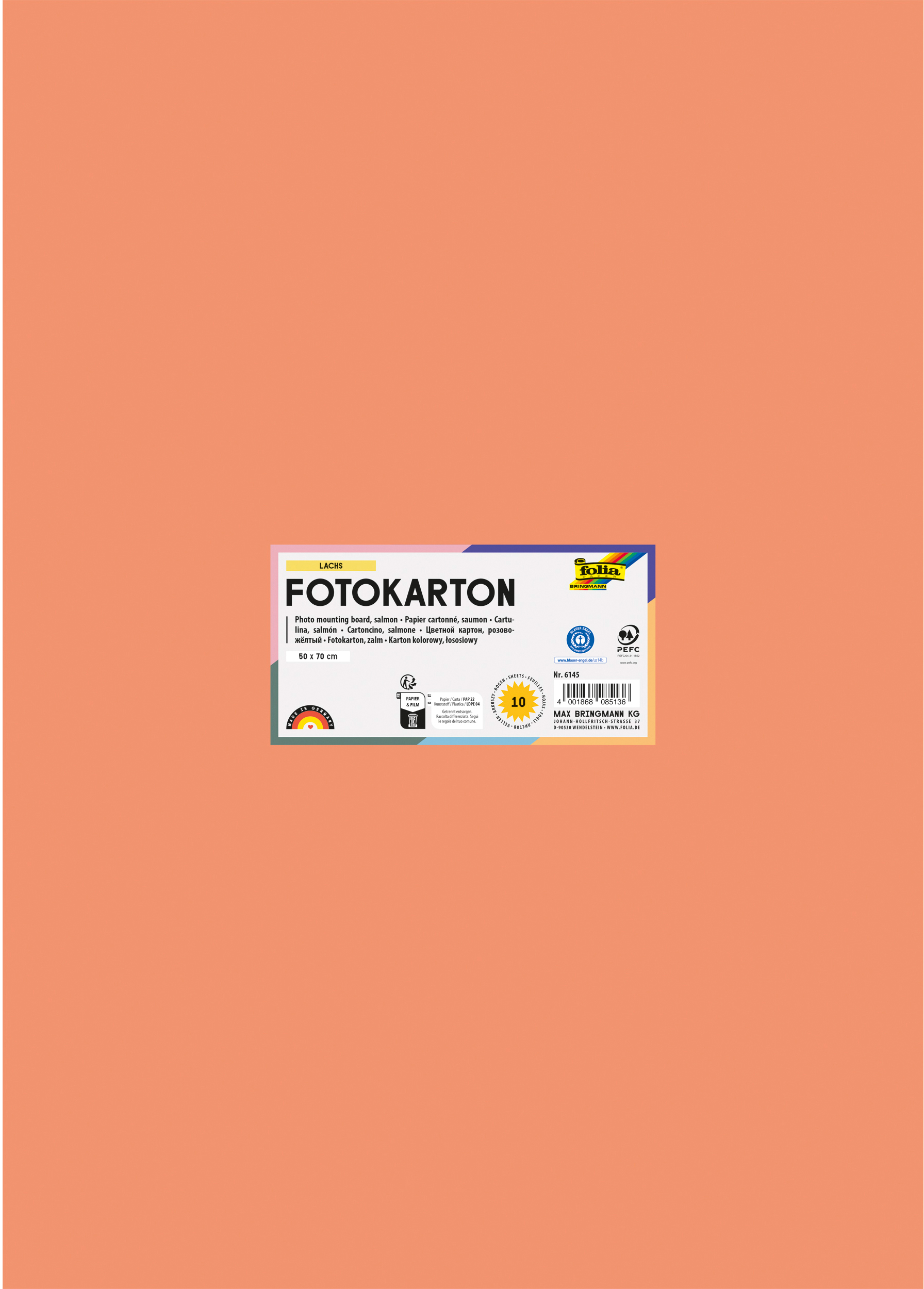FOLIA Fotokarton 50x70cm 6145 300g, lachs