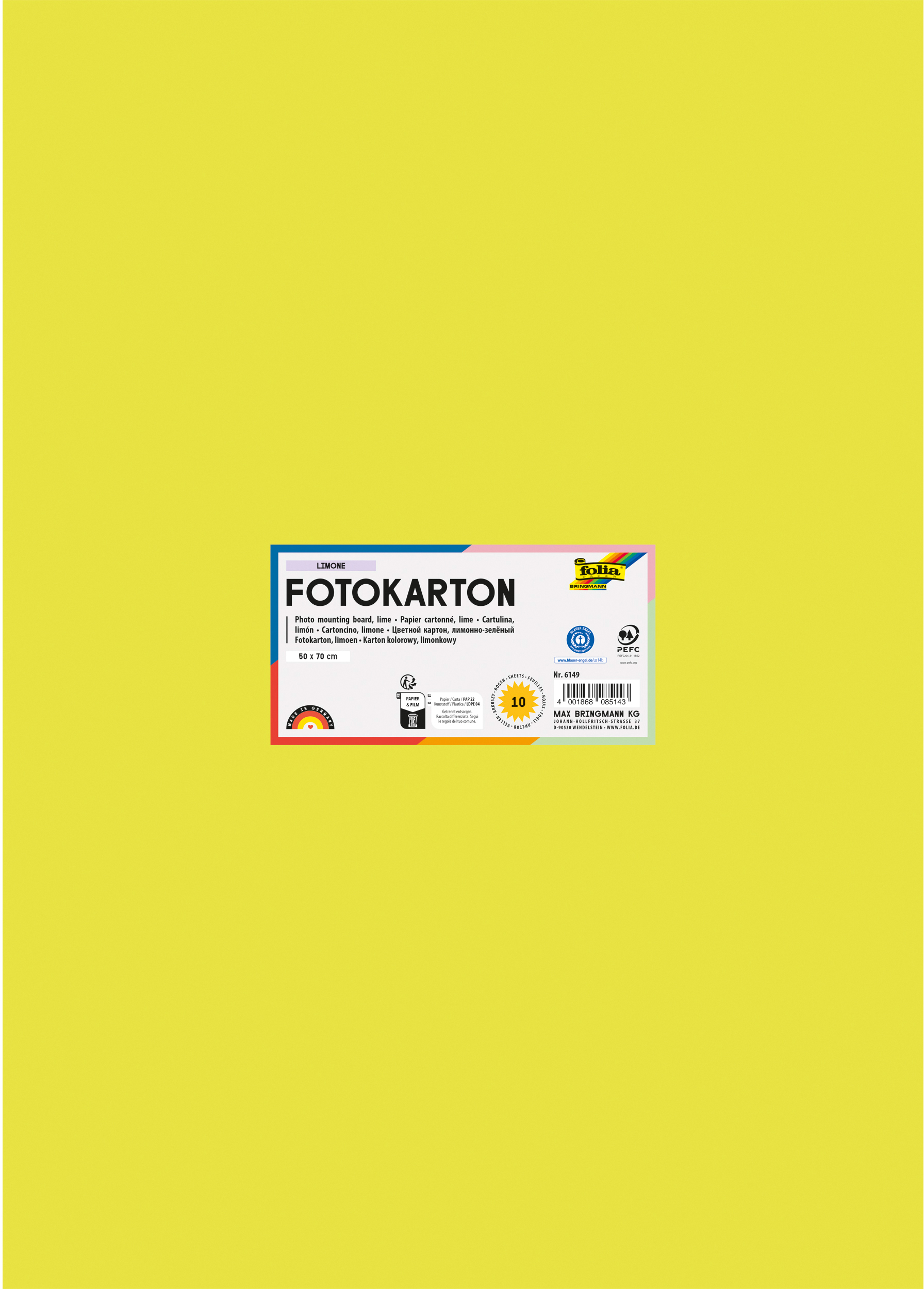 FOLIA Fotokarton 50x70cm 6149 300g, limone