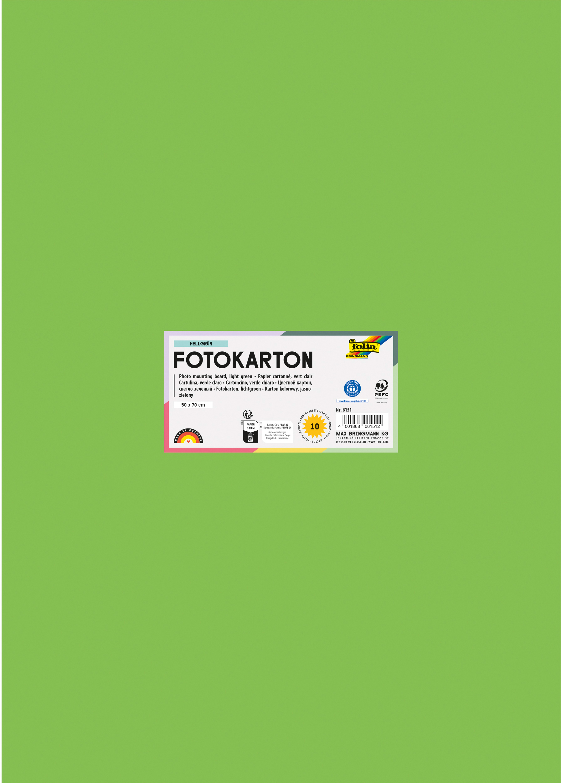 FOLIA Fotokarton 50x70cm 6151 300g, hellgrün