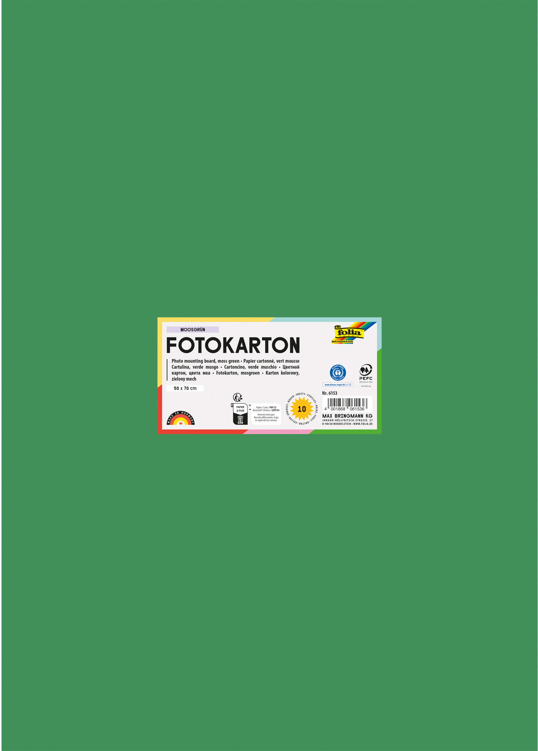 FOLIA Fotokarton 50x70cm 6153 300g, moosgrün